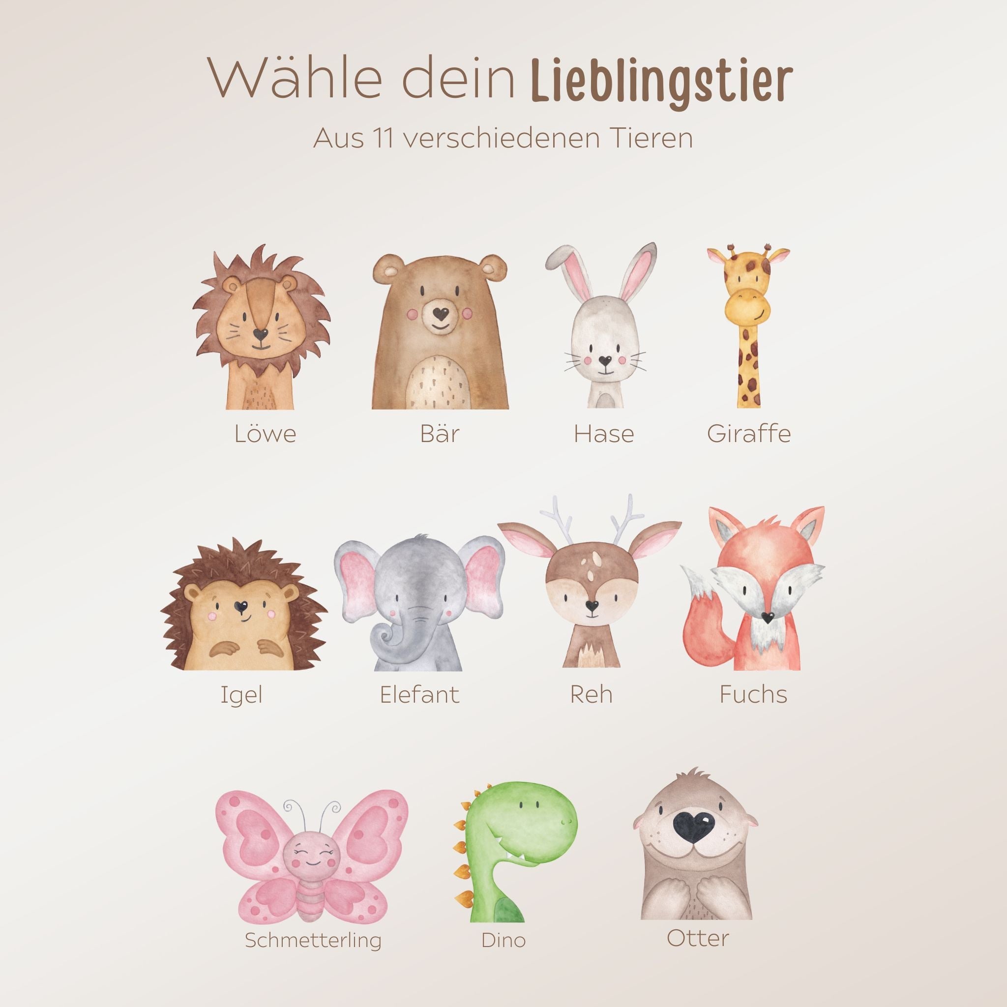 Schul - Start Bundle - Turnbeutel, Brotdose + Kinder Trinkflasche weiß personalisiert - Tier Aquarell - wunderwunsch