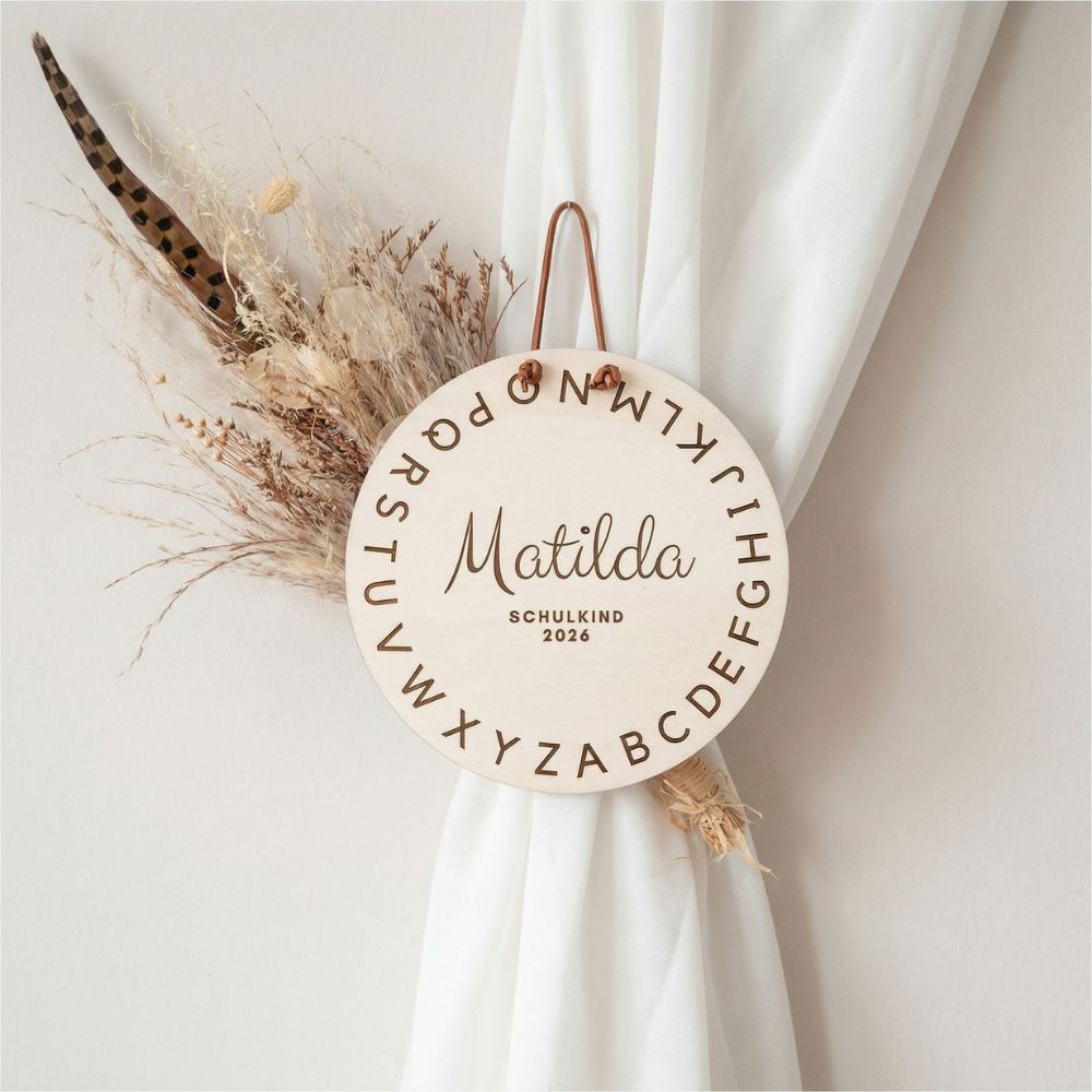 Schulanfang Schild personalisiert - ABC Gravur - wunderwunsch