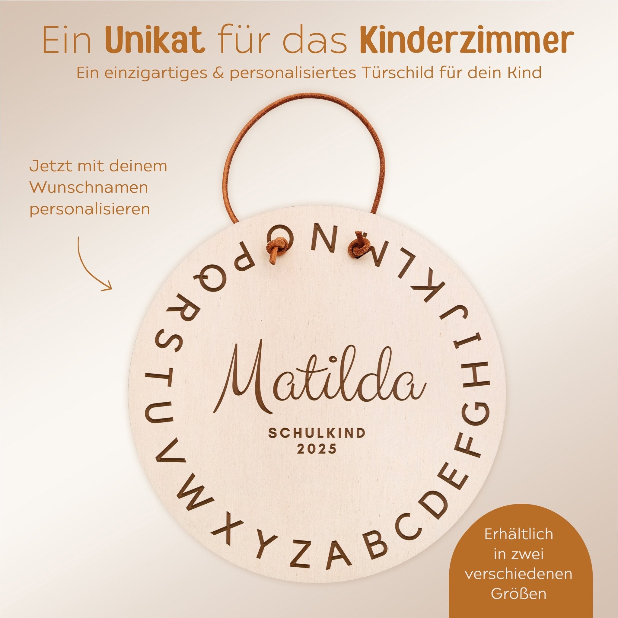 Schulanfang Schild personalisiert - ABC Gravur - wunderwunsch