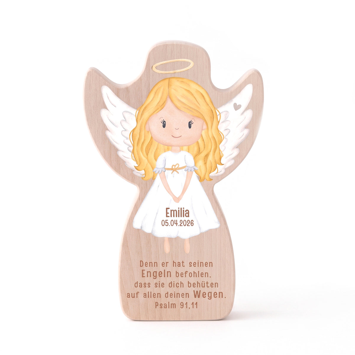 Schutzengel aus Holz personalisiert zur Taufe