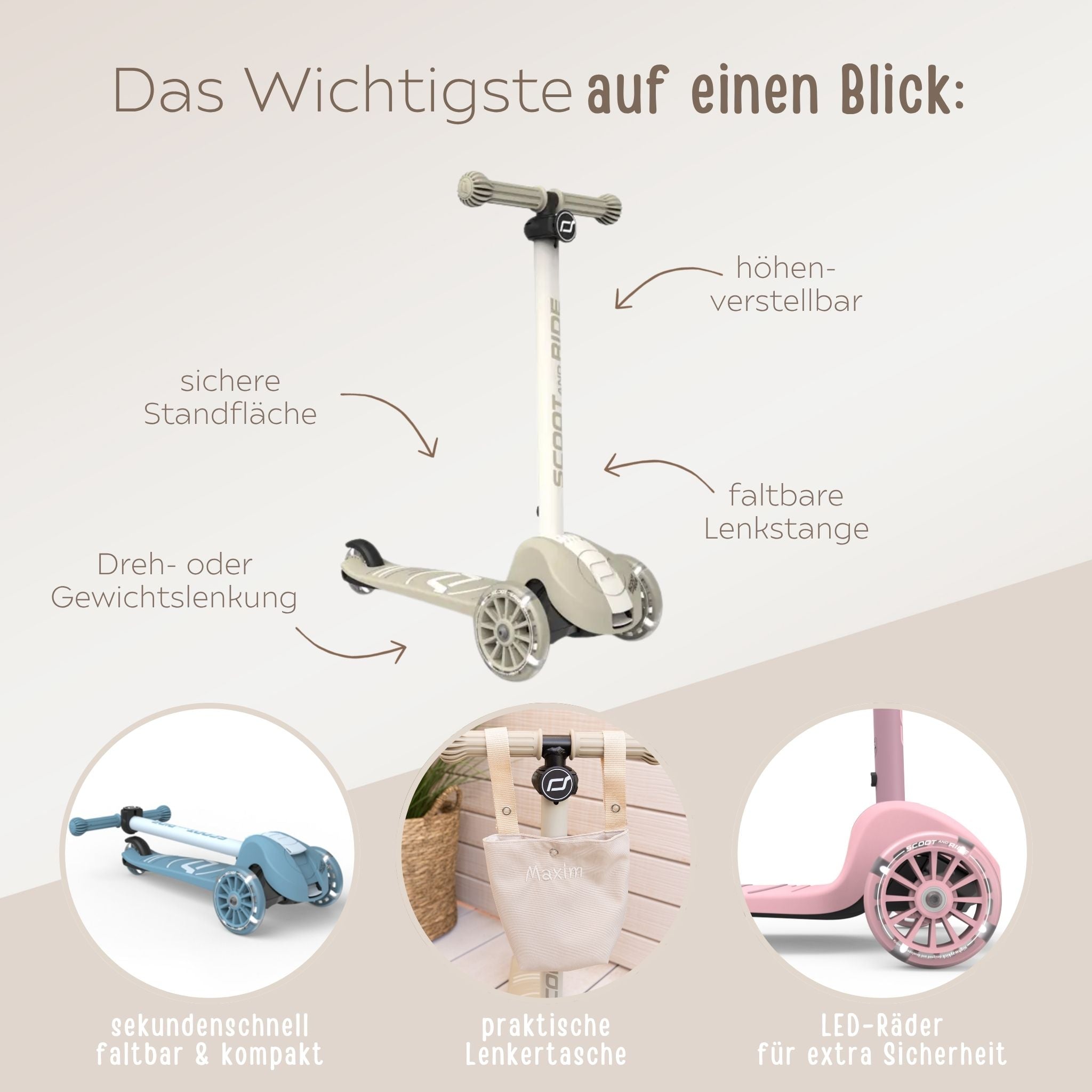 Scoot and Ride Highwaykick 3 S (optional mit Lenkertasche) - wunderwunsch