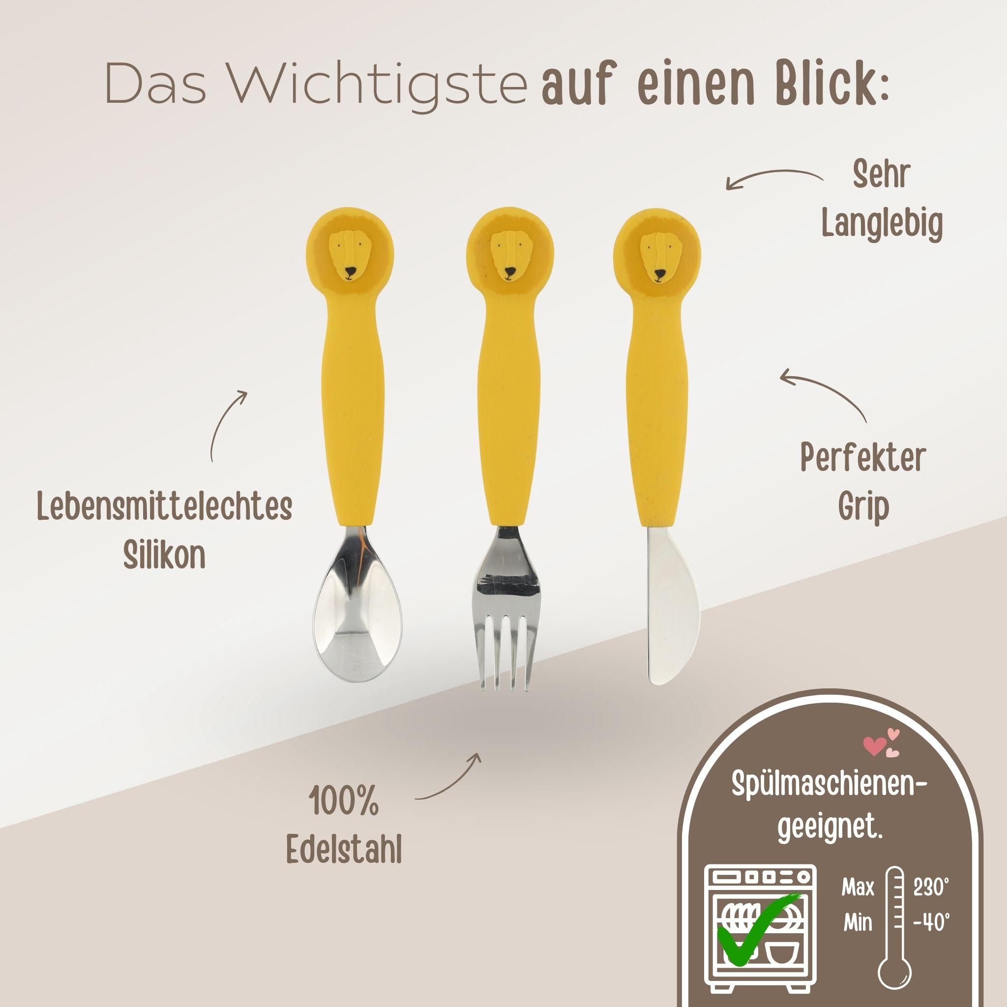 SET Silikon - Esslernteller mit Saugnapf + Besteck - Tier - wunderwunsch