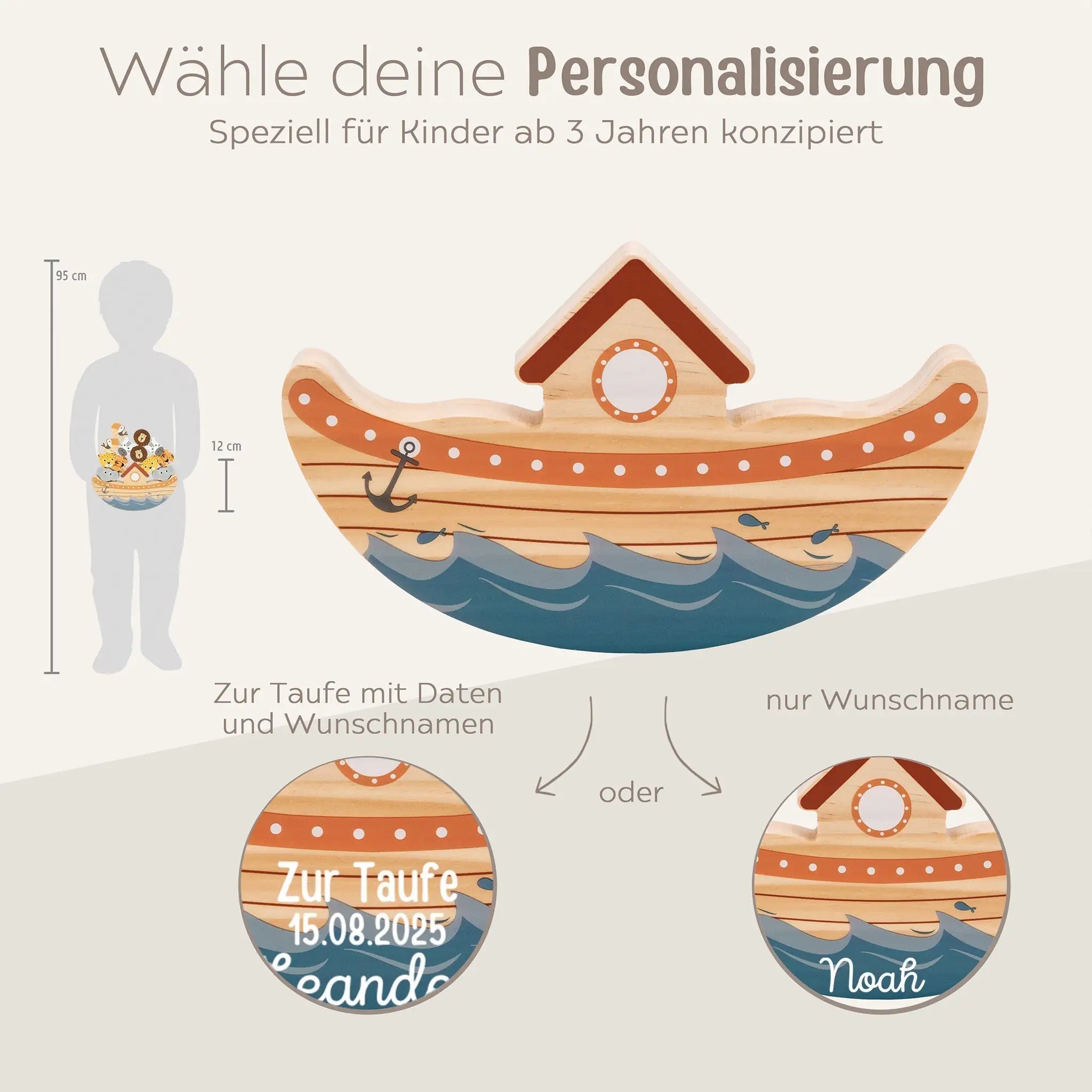 SMALL FOOT Balancierspiel Arche Noah Safari Tiere personalisiert - wunderwunsch