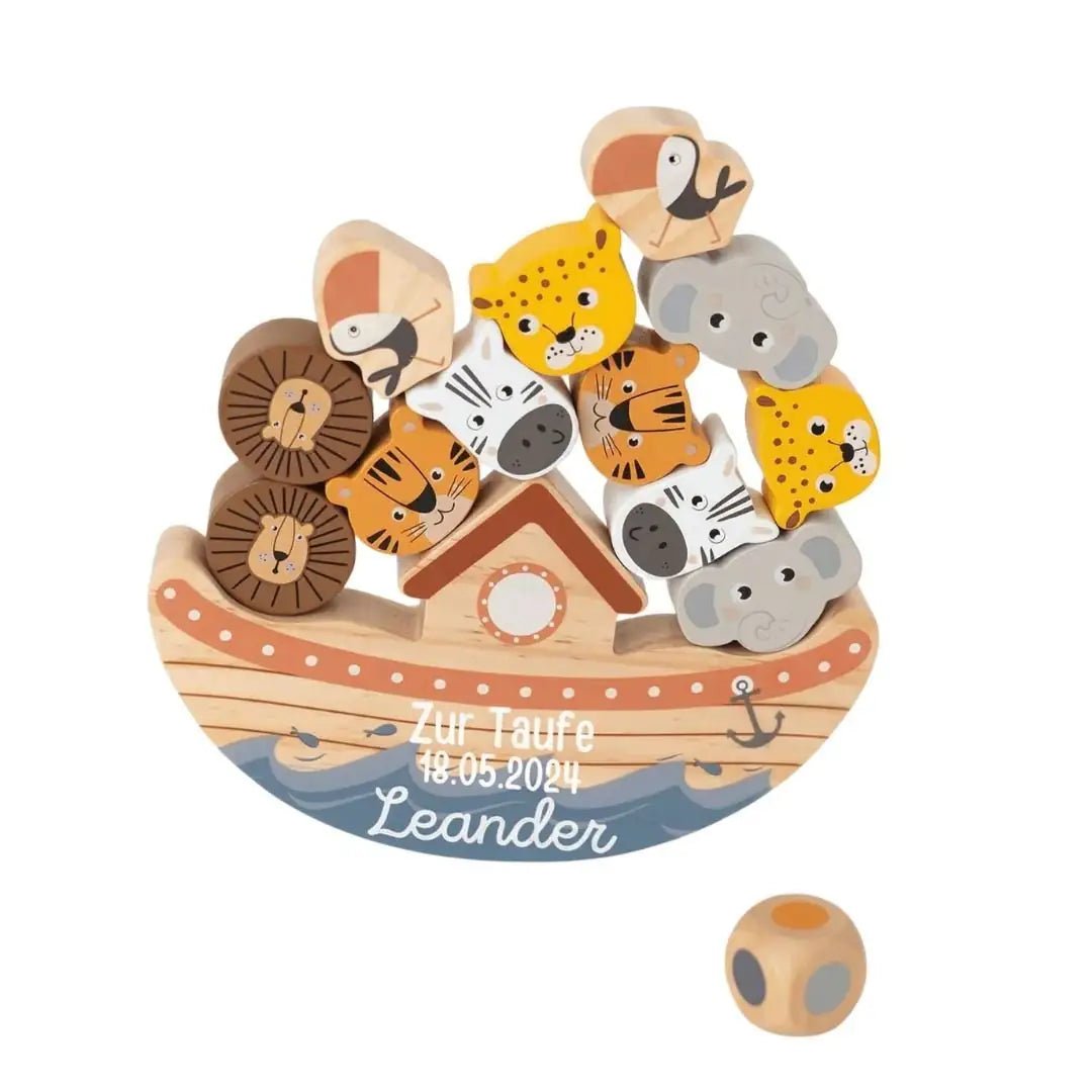 SMALL FOOT Balancierspiel Arche Noah Safari Tiere personalisiert - wunderwunsch