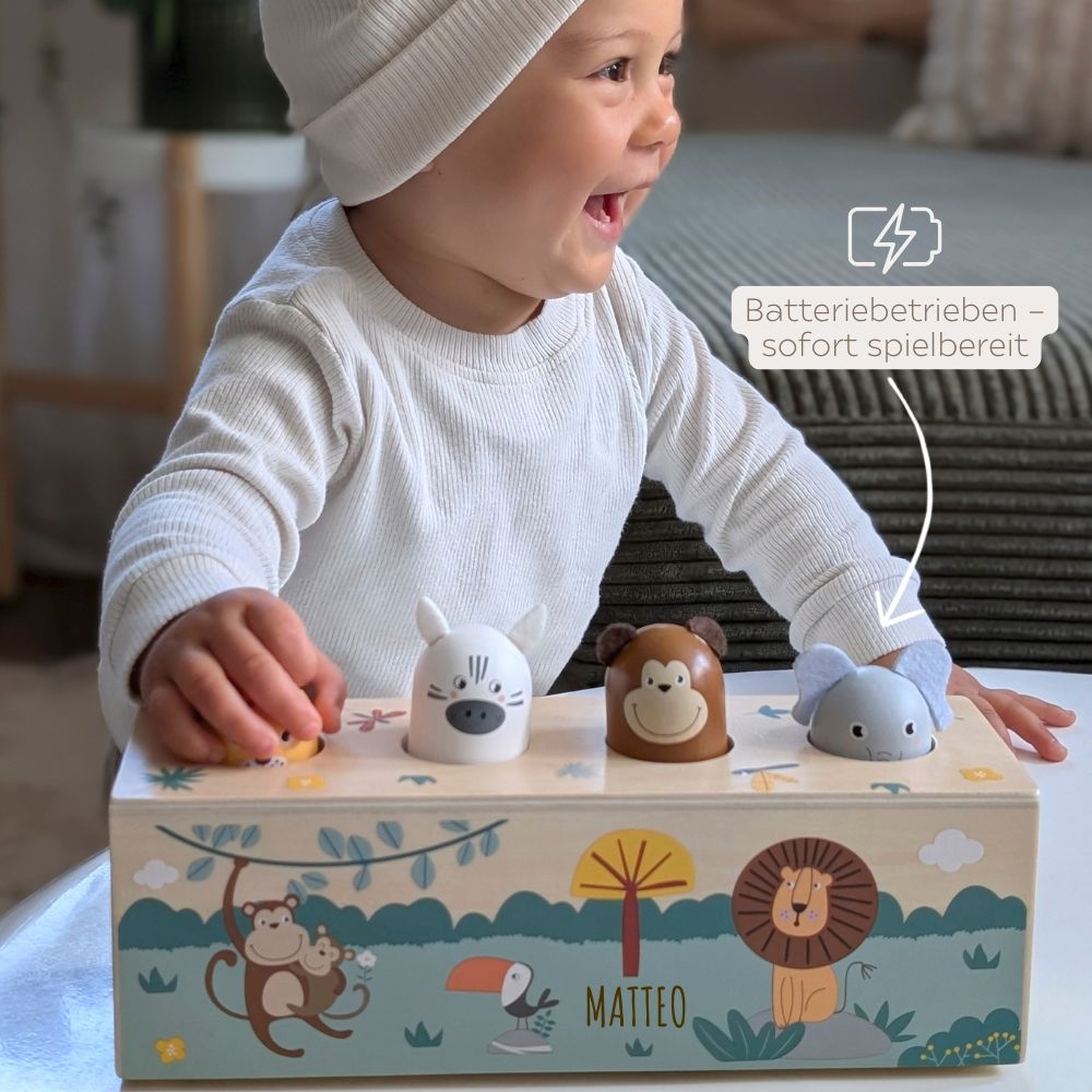 SMALL FOOT Drückspiel Tierlaute Safari personalisierbar - wunderwunsch