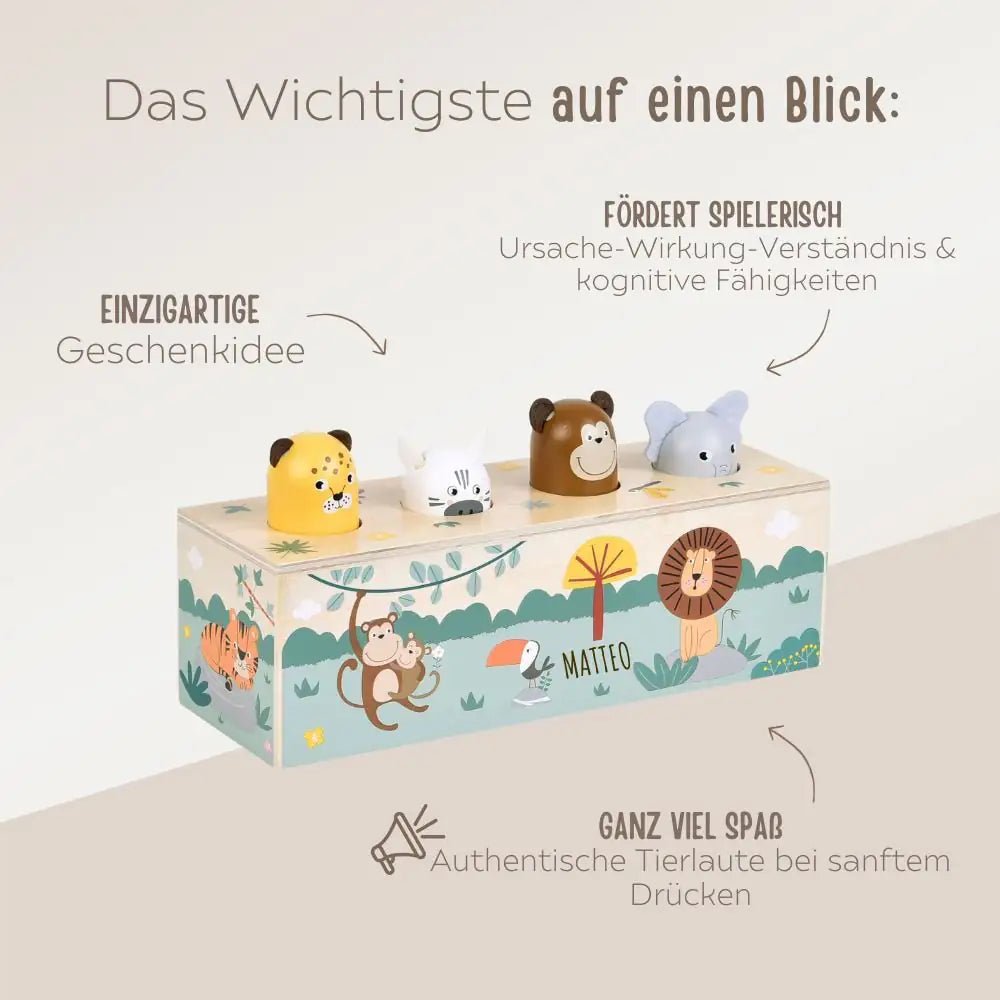 SMALL FOOT Drückspiel Tierlaute Safari personalisierbar - wunderwunsch