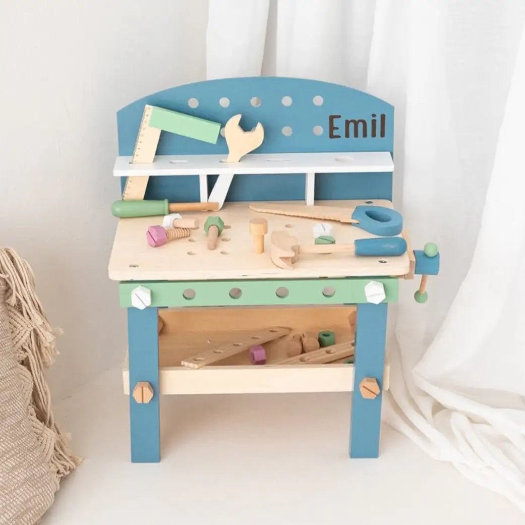 SMALL FOOT Große Kinder Werkbank Holz "Nordic" personalisierbar - wunderwunsch