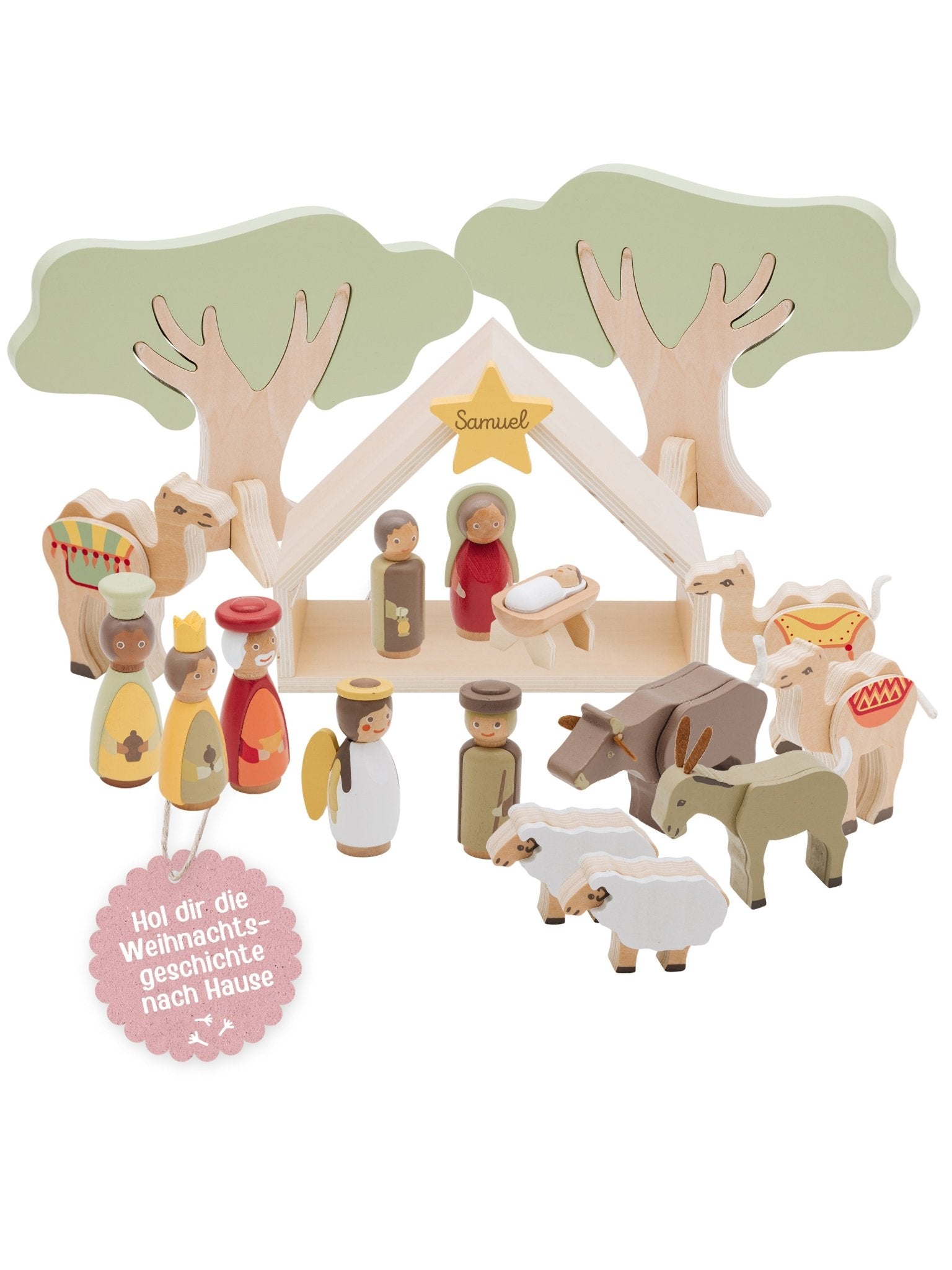 SMALL FOOT Kinder Weihnachtskrippe Holz personalisierbar - wunderwunsch