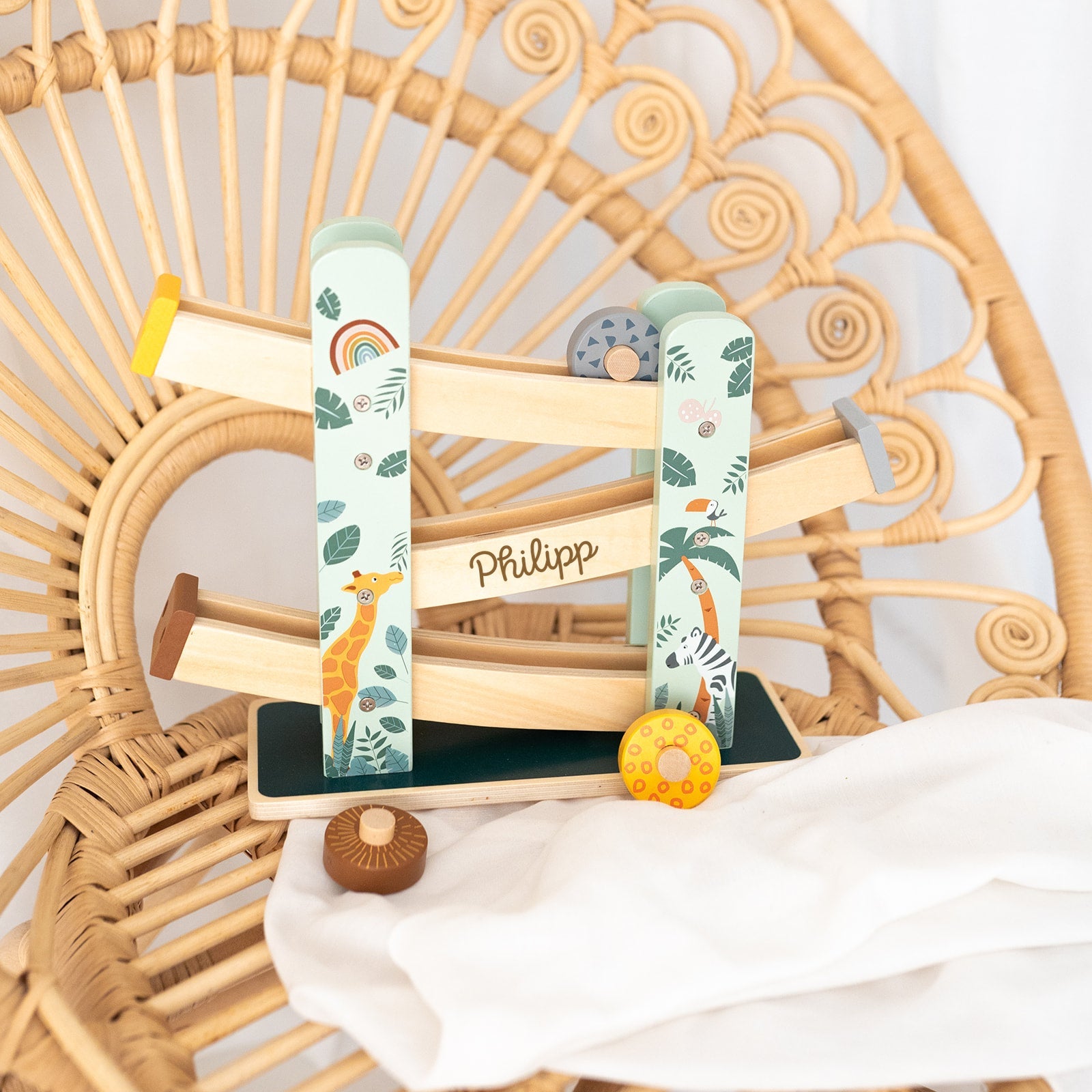 SMALL FOOT Kugelbahn "Safari" Tiere Holz personalisiert - wunderwunsch