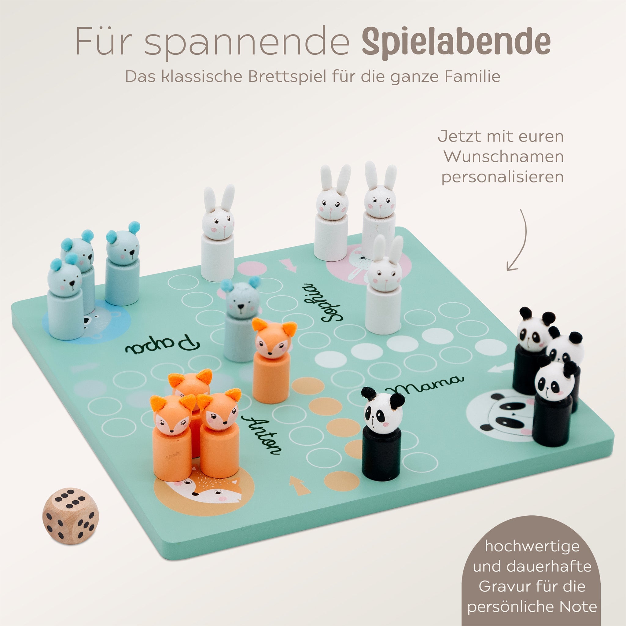 SMALL FOOT Ludo Spiel Tiere "Pastellgrün" - wunderwunsch