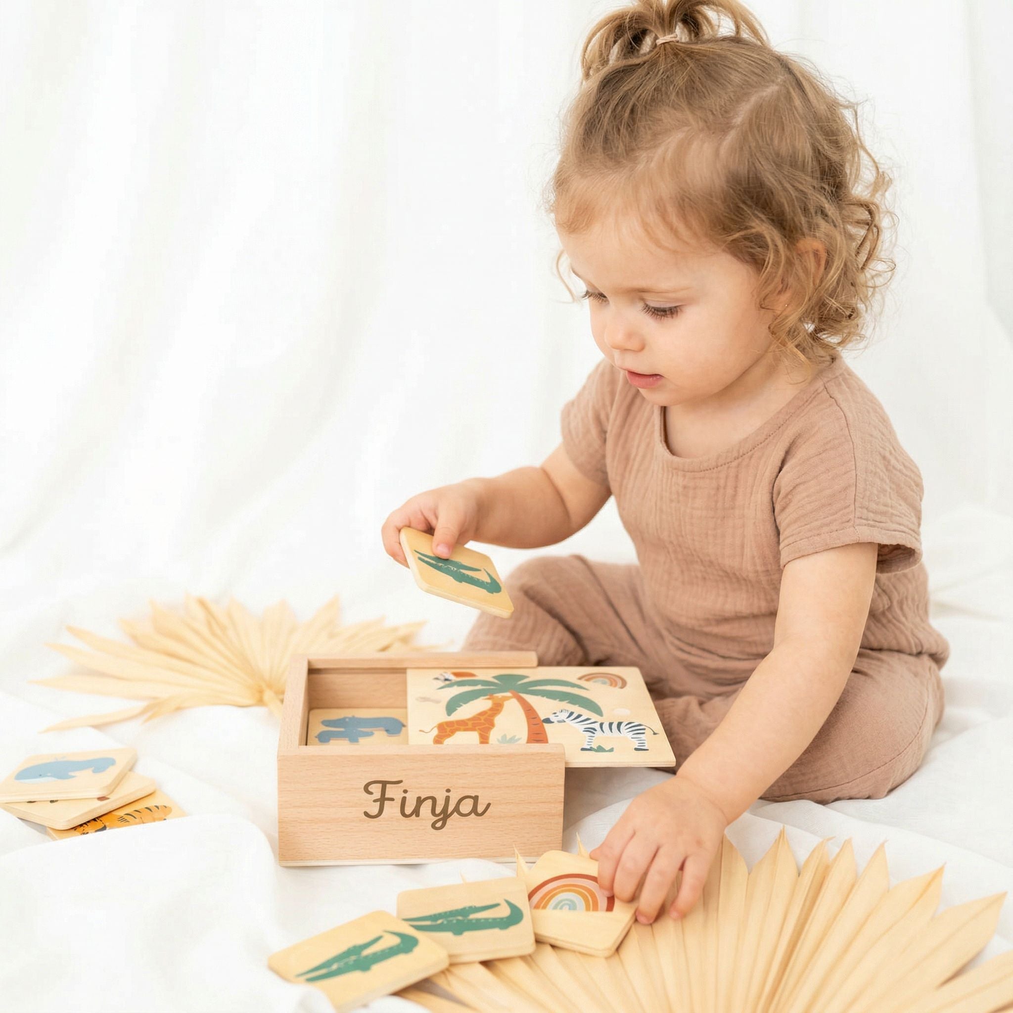 SMALL FOOT Memo Spiel Safari Holz personalisierbar - wunderwunsch