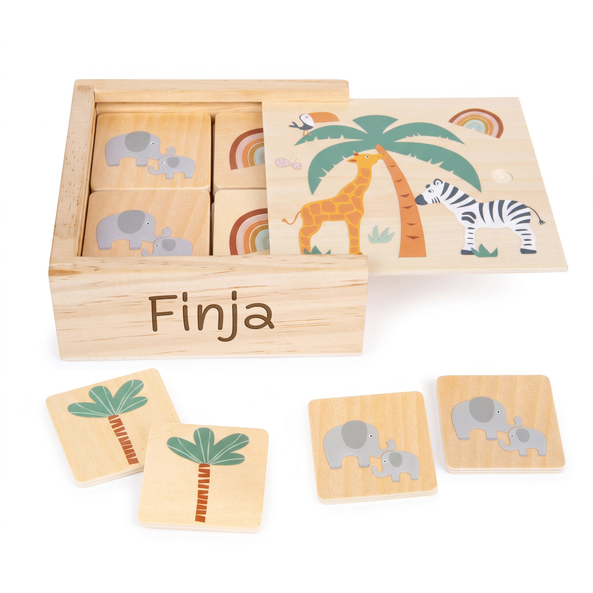 SMALL FOOT Memo Spiel Safari Holz personalisierbar - wunderwunsch