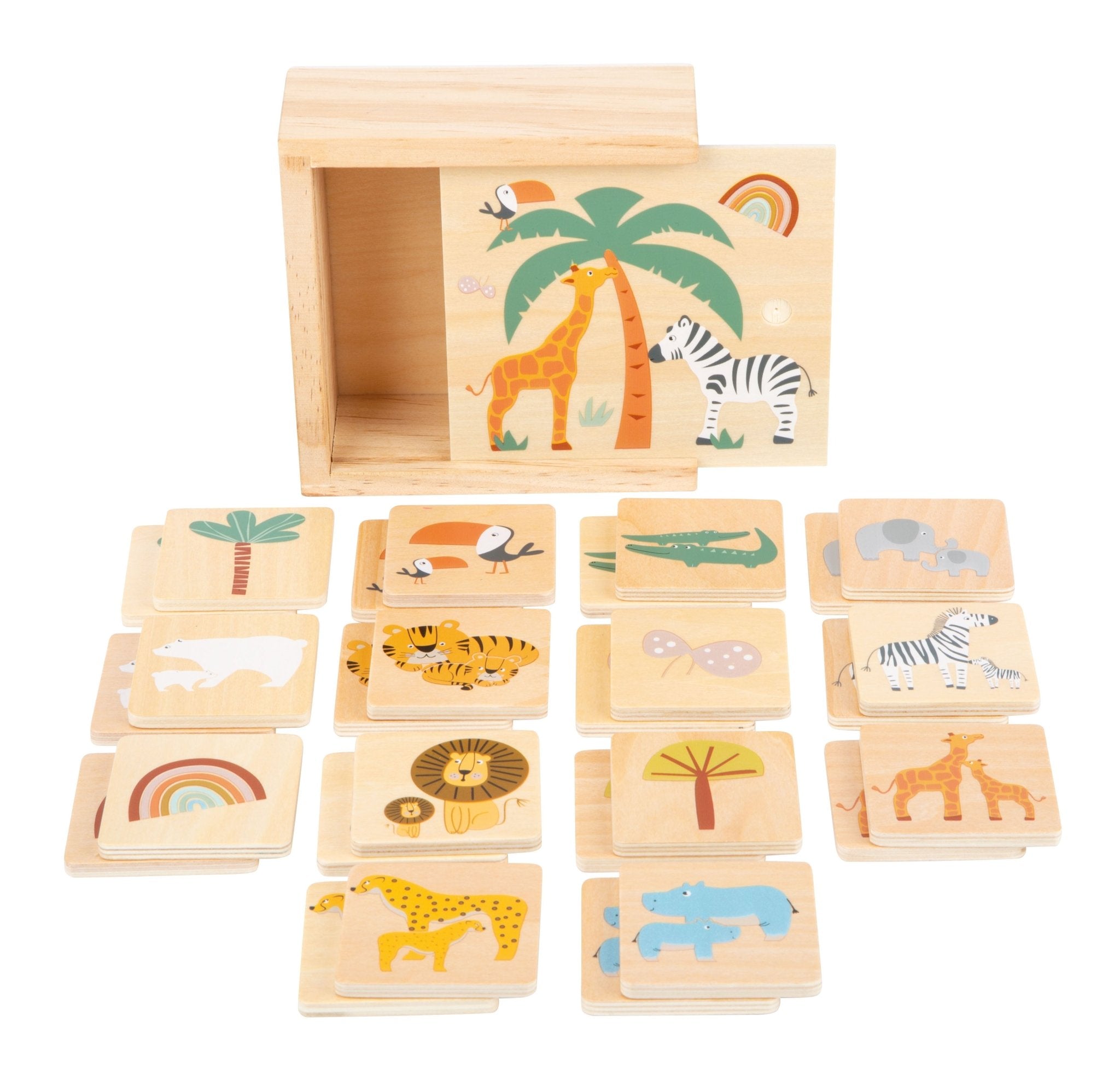 SMALL FOOT Memo Spiel Safari Holz personalisierbar - wunderwunsch