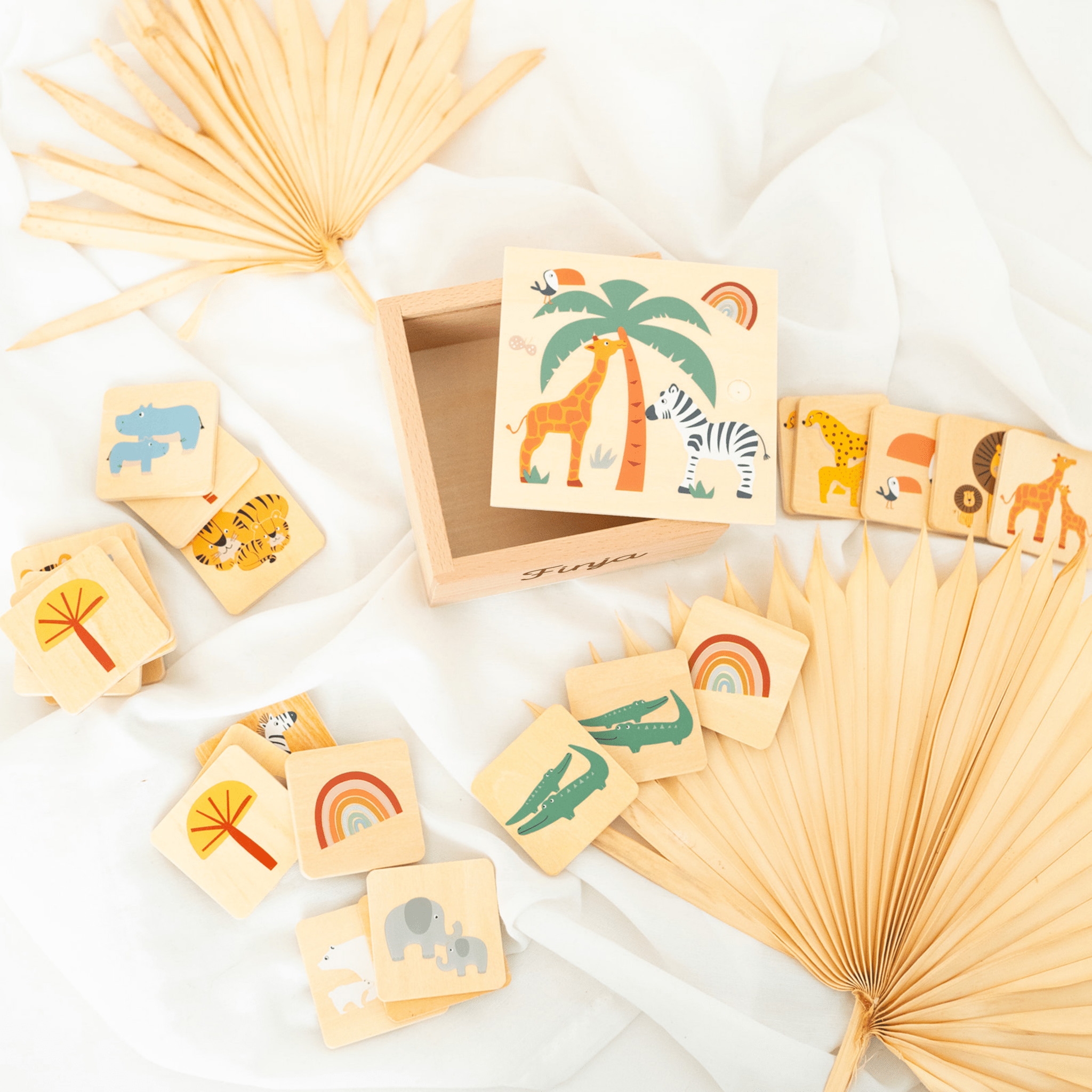 SMALL FOOT Memo Spiel Safari Holz personalisiert - wunderwunsch
