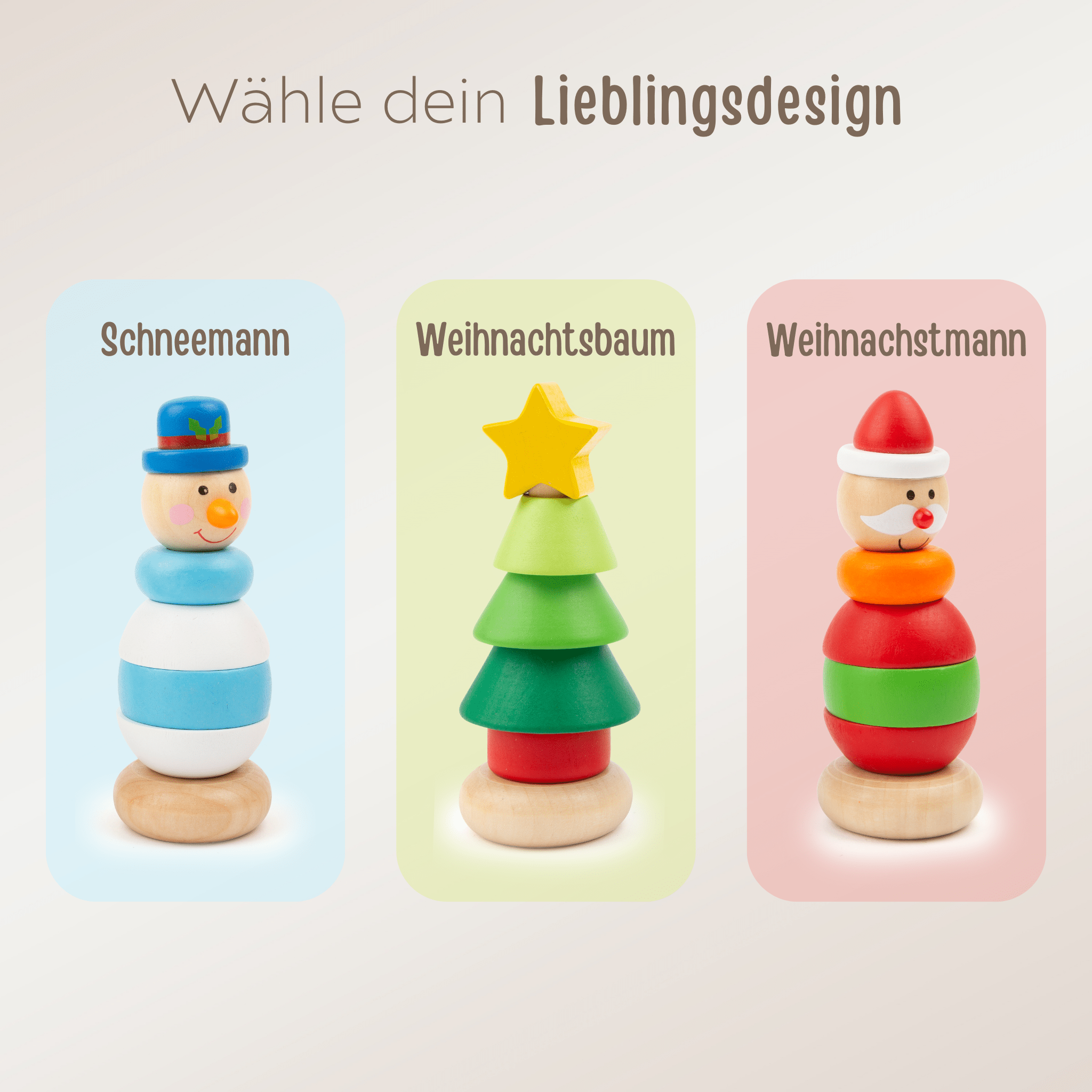 SMALL FOOT Mini Stapelturm "Weihnachten" personalisiert - wunderwunsch