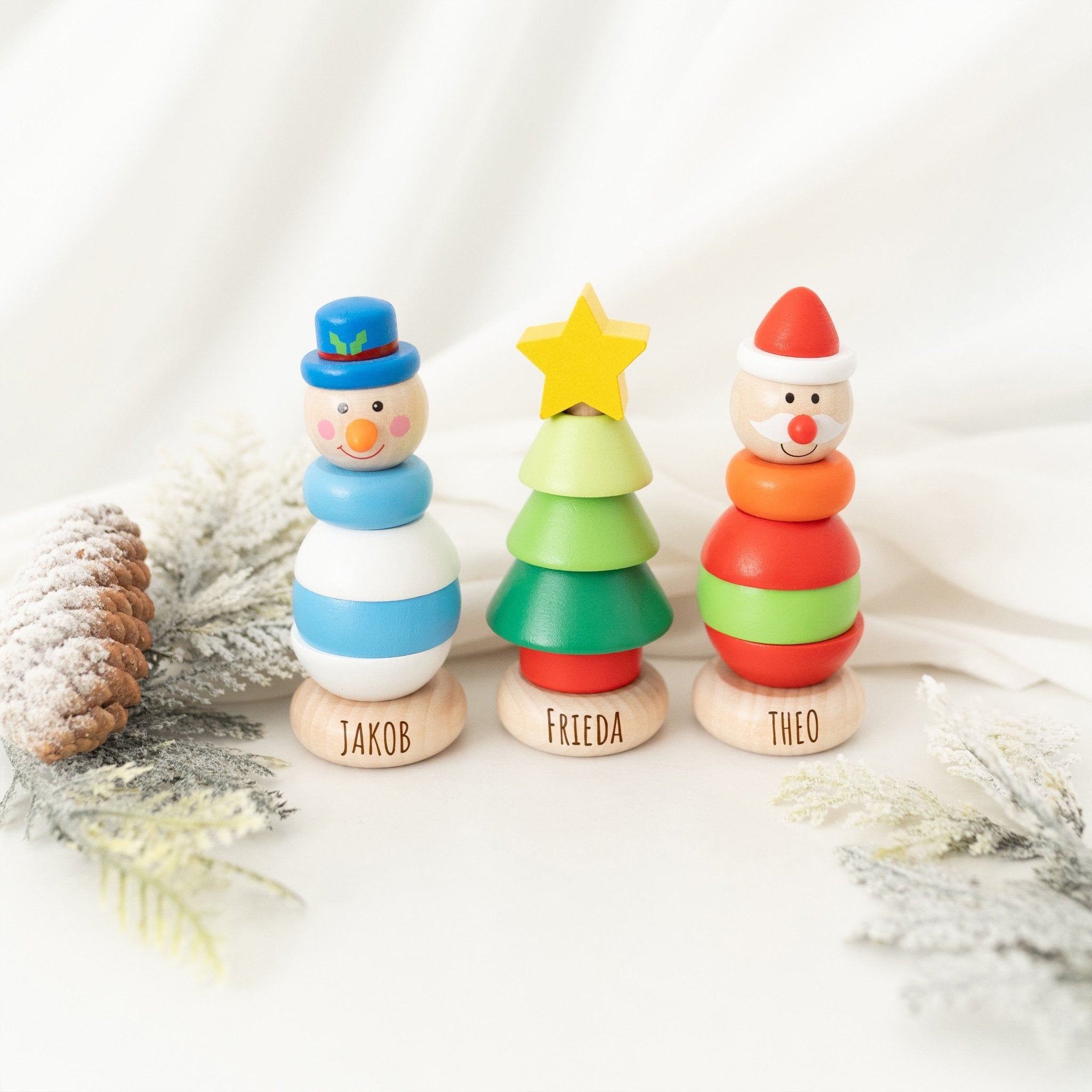 SMALL FOOT Mini Stapelturm "Weihnachten" personalisiert - wunderwunsch