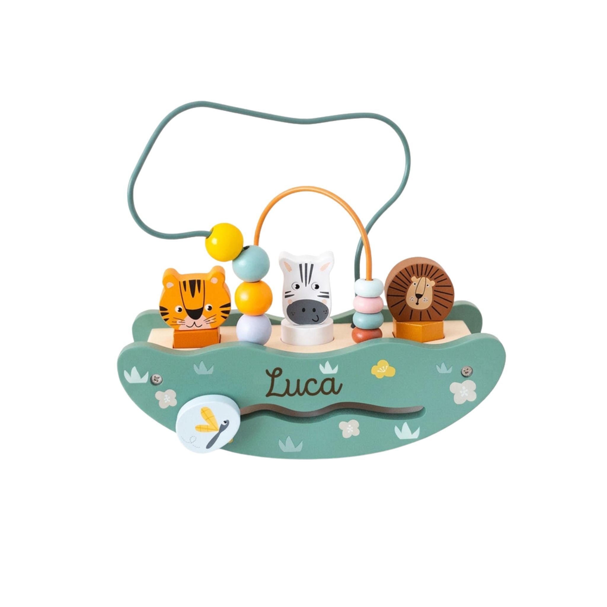 SMALL FOOT Motorikschleife Wippe "Safari Tiere" personalisierbar - wunderwunsch