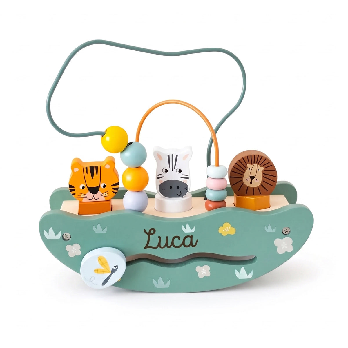 SMALL FOOT Motorikschleife Wippe "Safari Tiere" personalisierbar