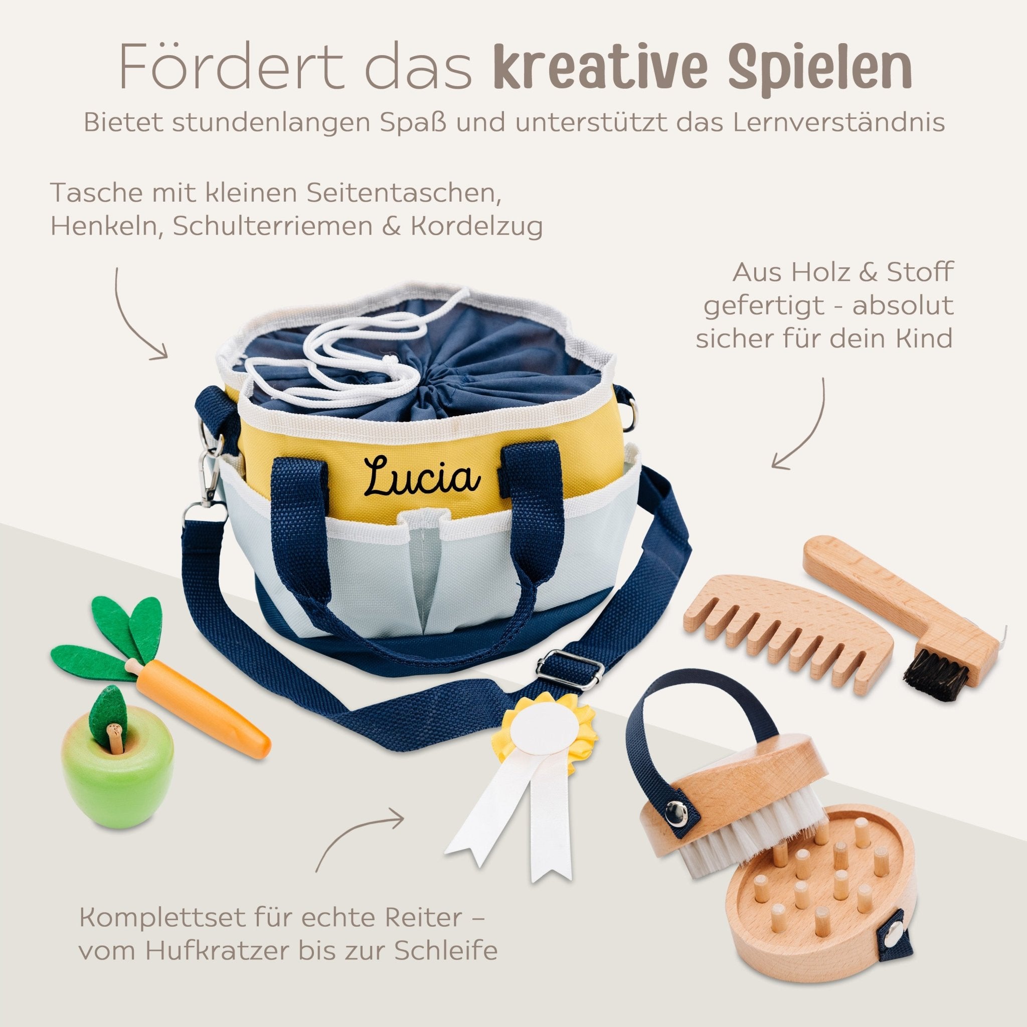 SMALL FOOT Pferdepflege - Set mit Tasche personalisierbar - wunderwunsch