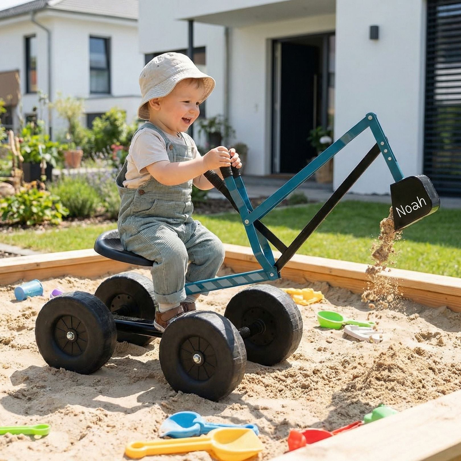 SMALL FOOT Sitzbagger blau personalisierbar - wunderwunsch