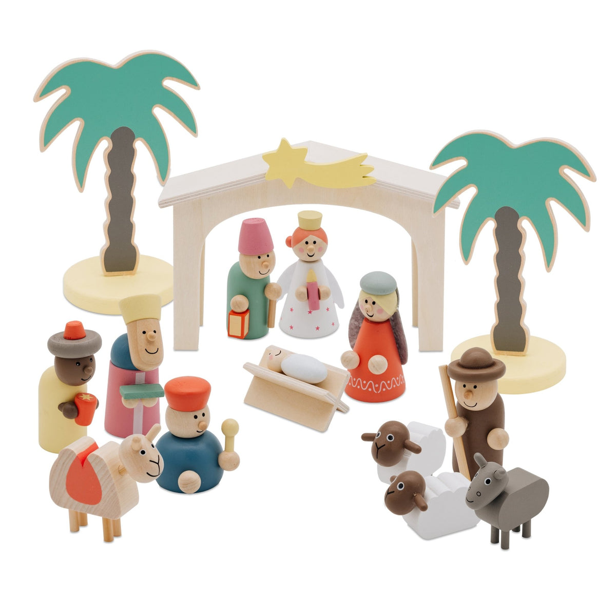 SMALL FOOT Spielset Holzkrippe Hirten personalisierbar - wunderwunsch