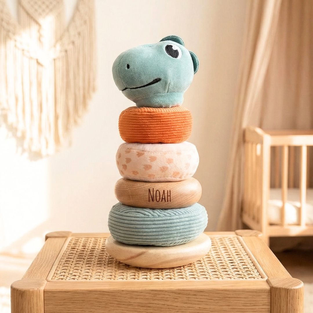 SMALL FOOT Stapelturm Dino Plüsch personalisierbar - wunderwunsch