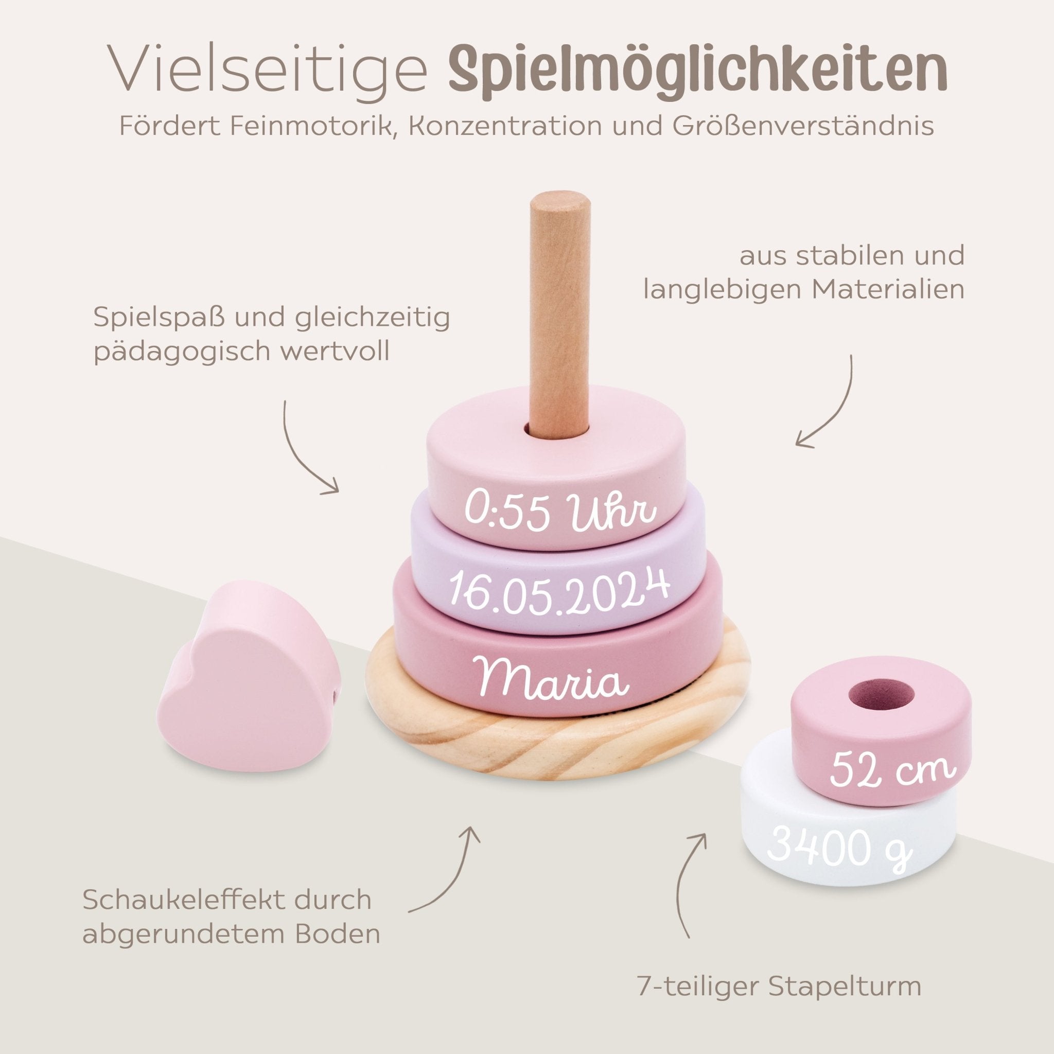 Small foot Stapelturm Holz personalisiert - wunderwunsch