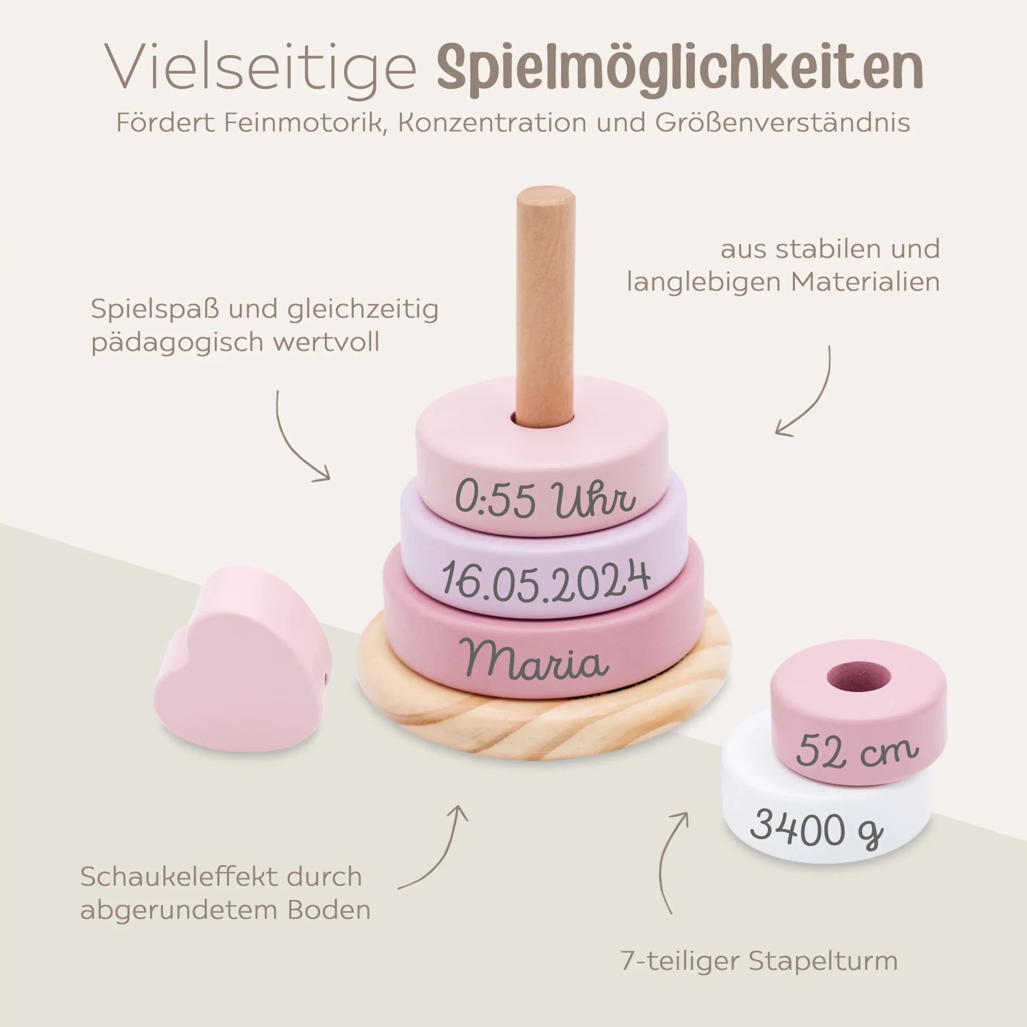 Small foot Stapelturm Holz personalisiert - wunderwunsch