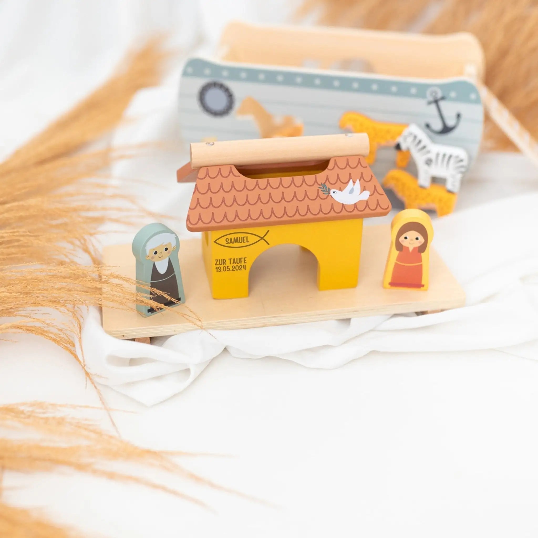 SMALL FOOT Steckspiel Arche Noah Safari Tiere personalisierbar - wunderwunsch