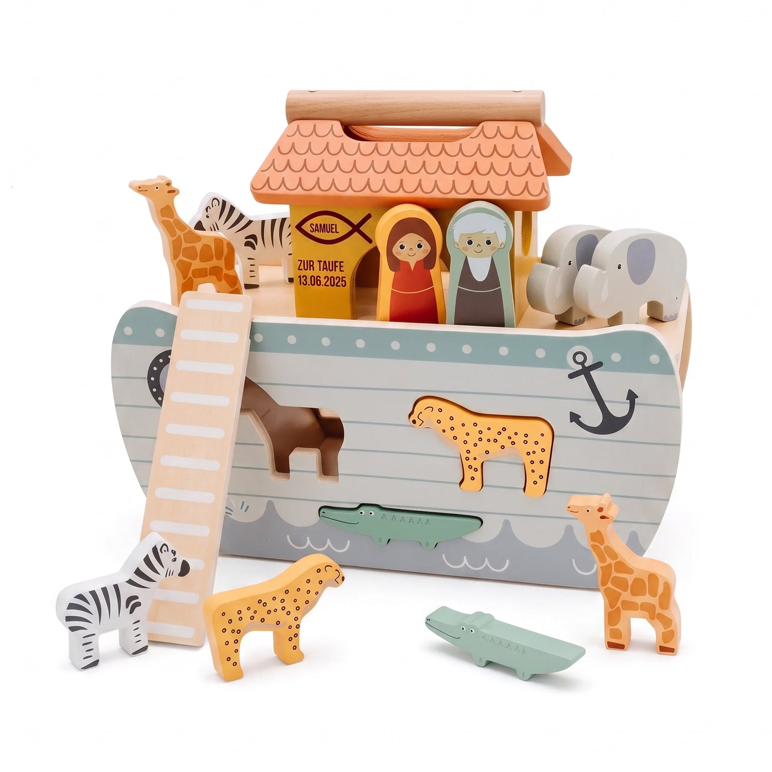 SMALL FOOT Steckspiel Arche Noah Safari Tiere personalisierbar - wunderwunsch