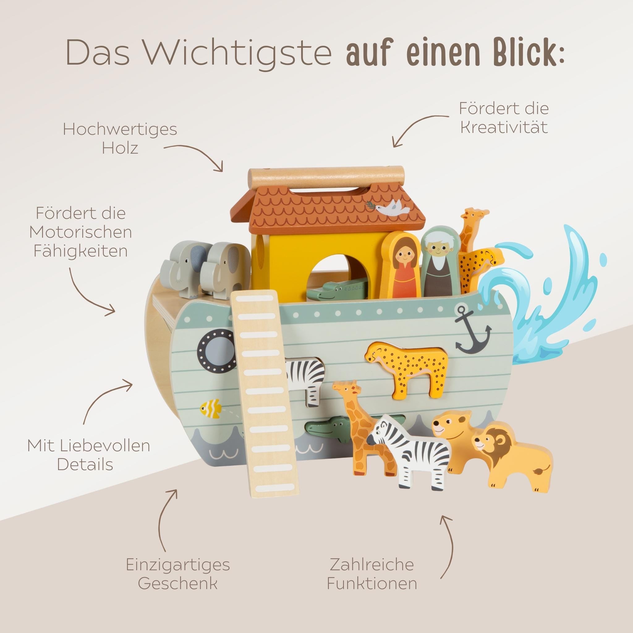SMALL FOOT Steckspiel Arche Noah Safari Tiere personalisiert - wunderwunsch