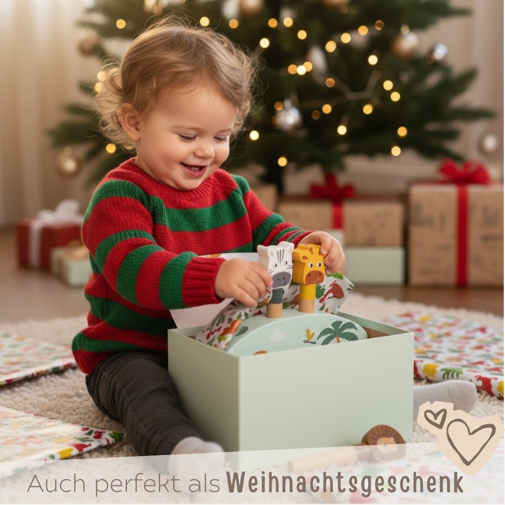 SMALL FOOT Steckspiel hüpfende Tiere personalisierbar - wunderwunsch