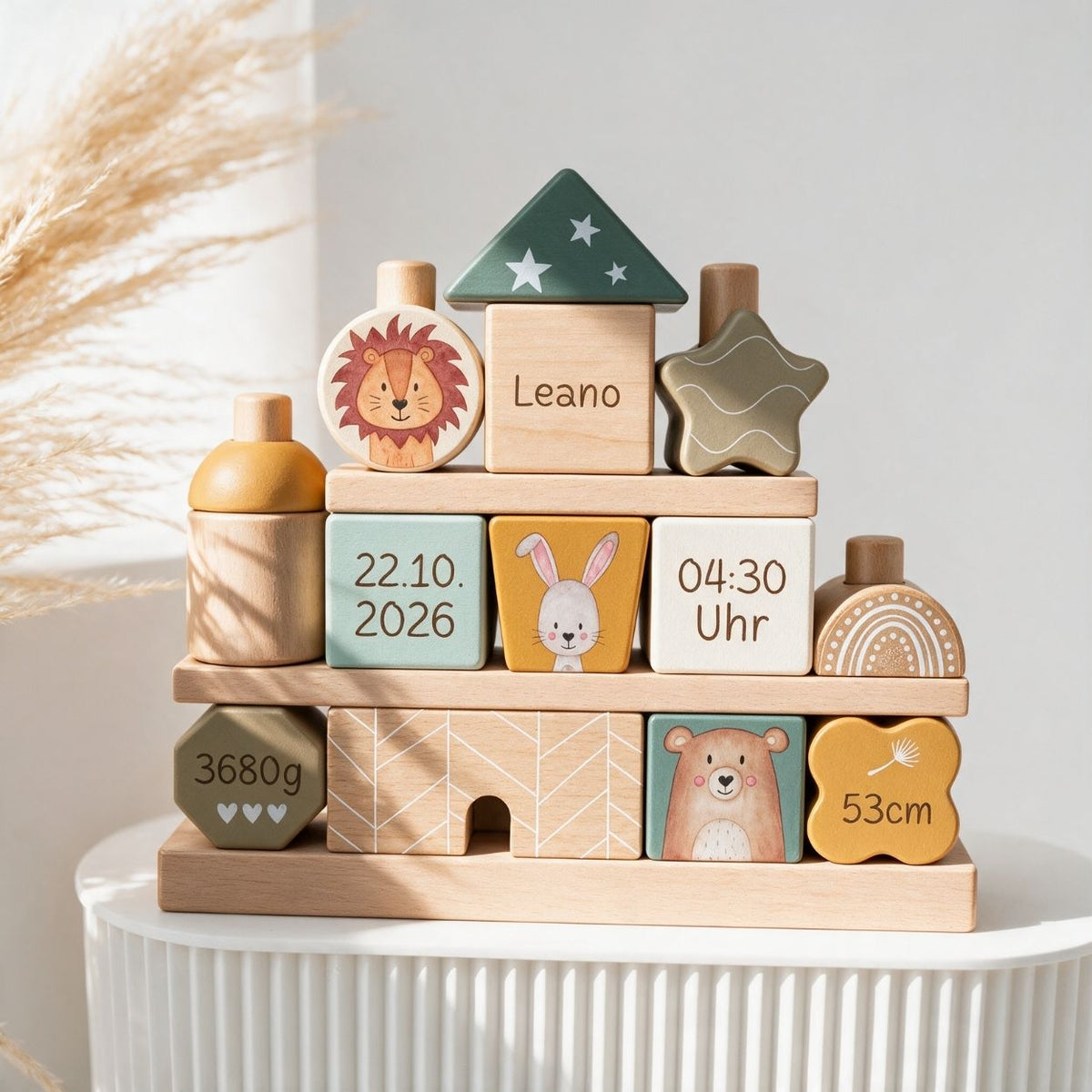 SMALL FOOT x Wunderwunsch Stapelhaus Holz personalisiert - Tiere - wunderwunsch
