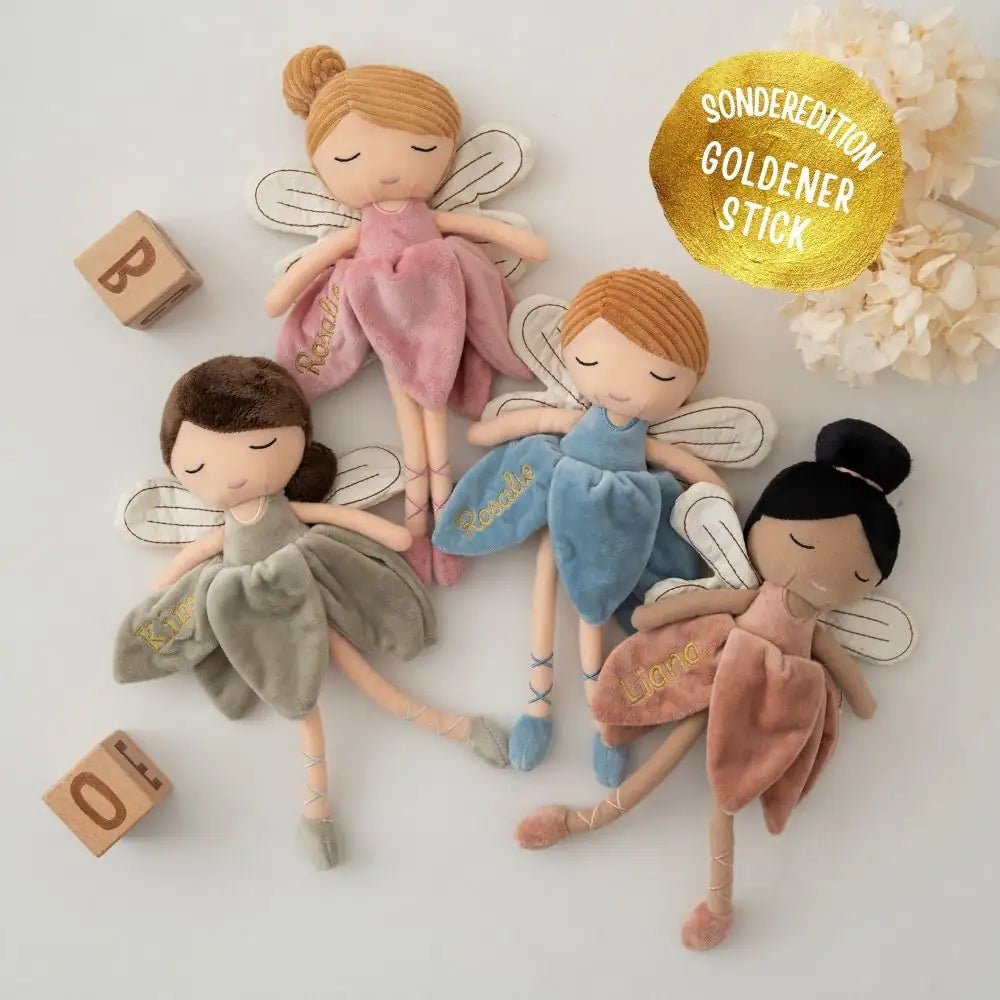 *SONDEREDITION* JOLLEIN Stoffpuppe Fee mit goldenem Stick - wunderwunsch