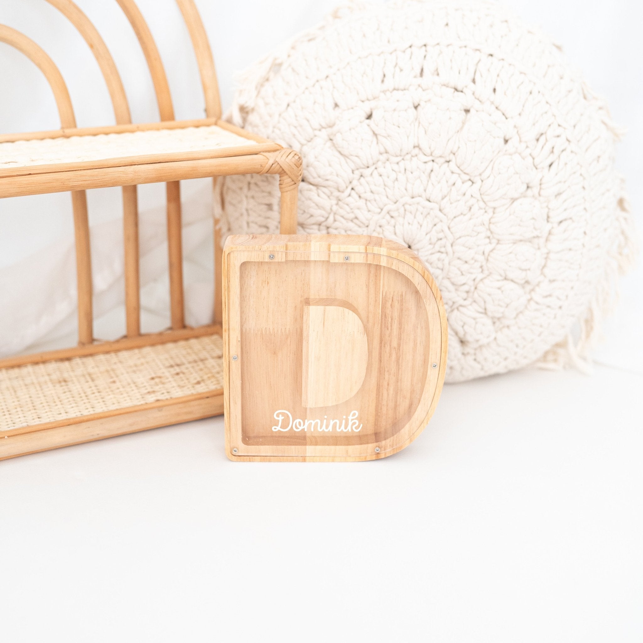 Spardose Holz mit Wunschnamen - Buchstaben - wunderwunsch