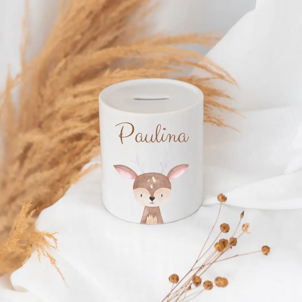 Spardose Keramik personalisiert - Tier Aquarell - wunderwunsch