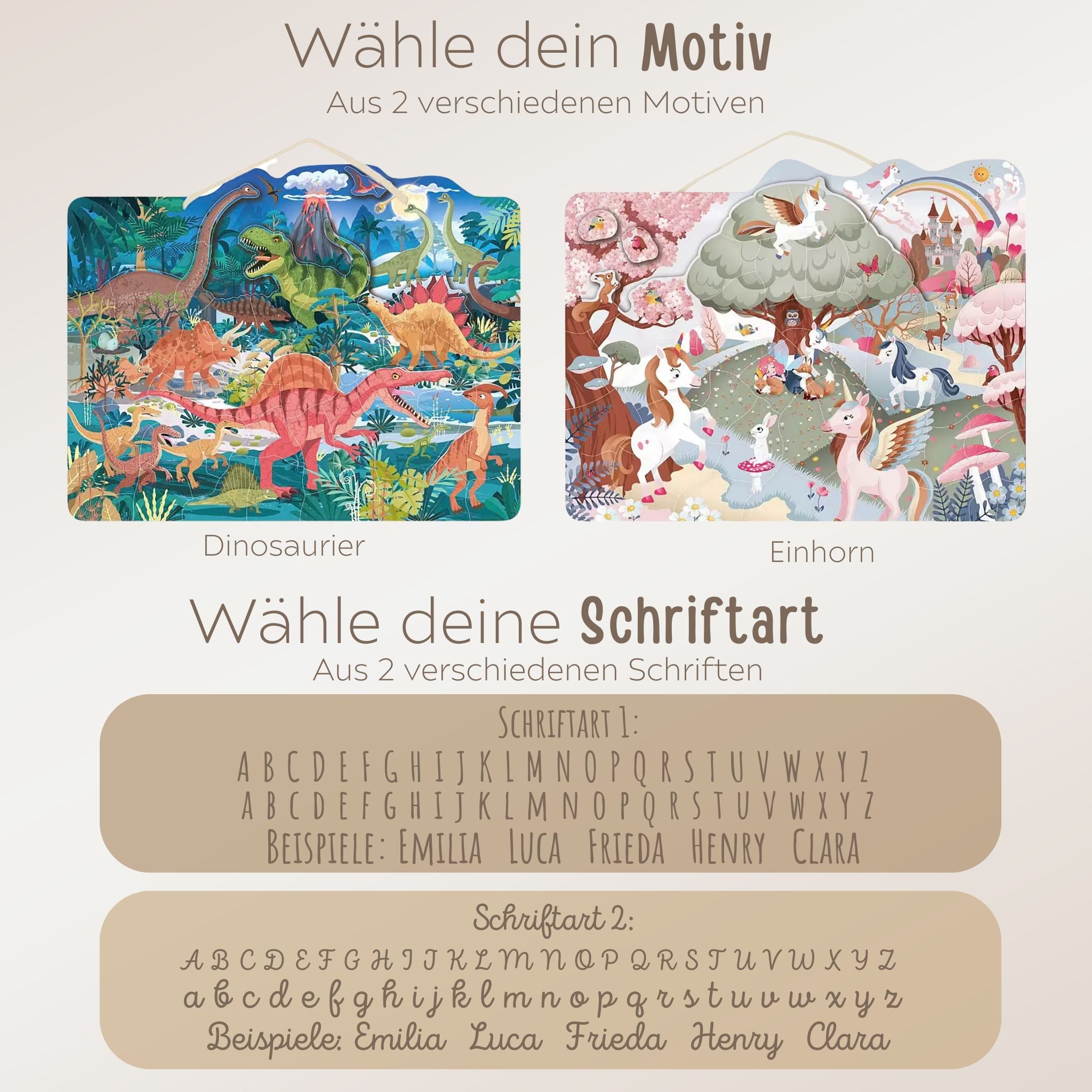SPEEDY MONKEY Magnetisches Puzzle "Einhorn" oder "Dinosaurier" personalisierbar - wunderwunsch