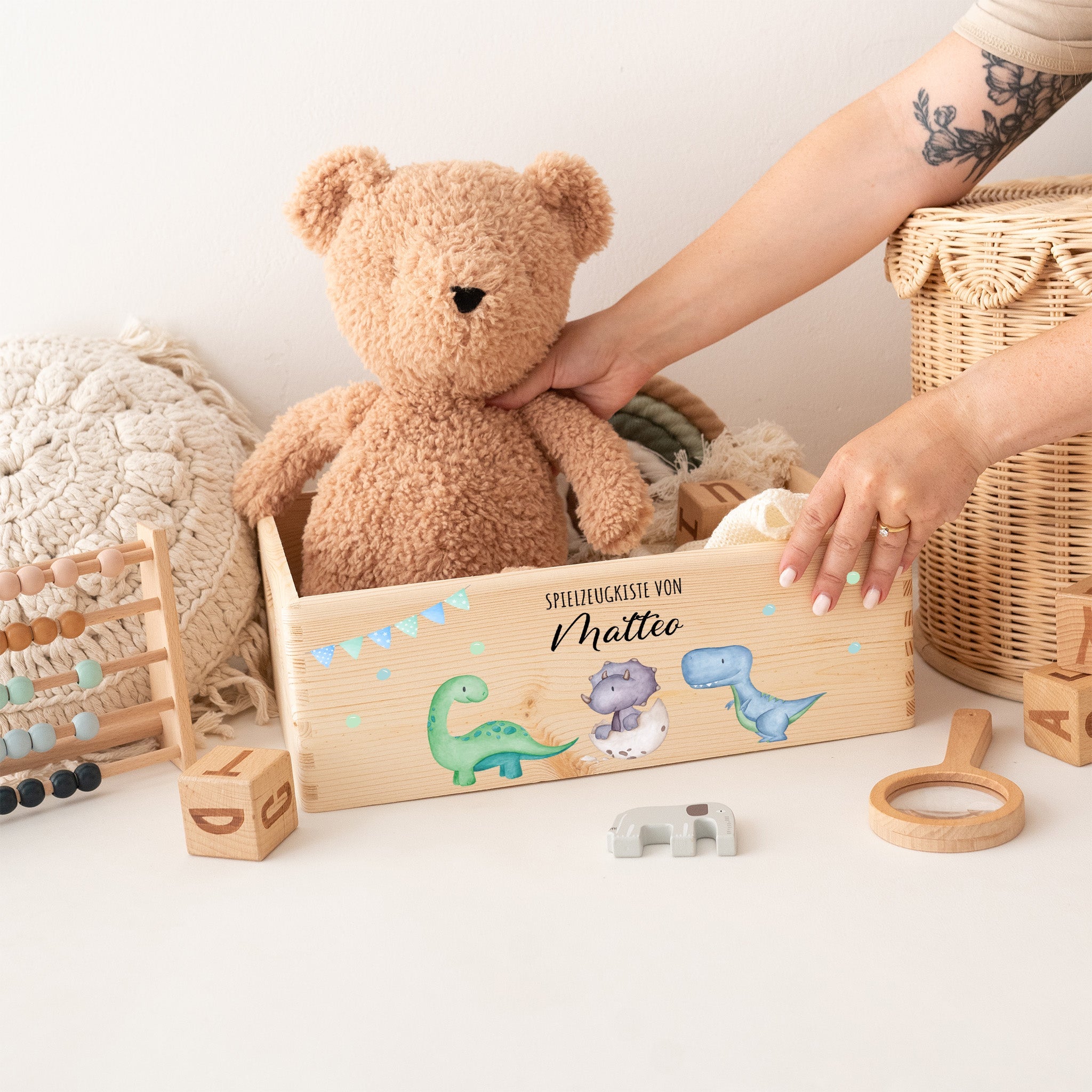 Spielzeugkiste "Tiere" ohne Deckel personalisiert - wunderwunsch