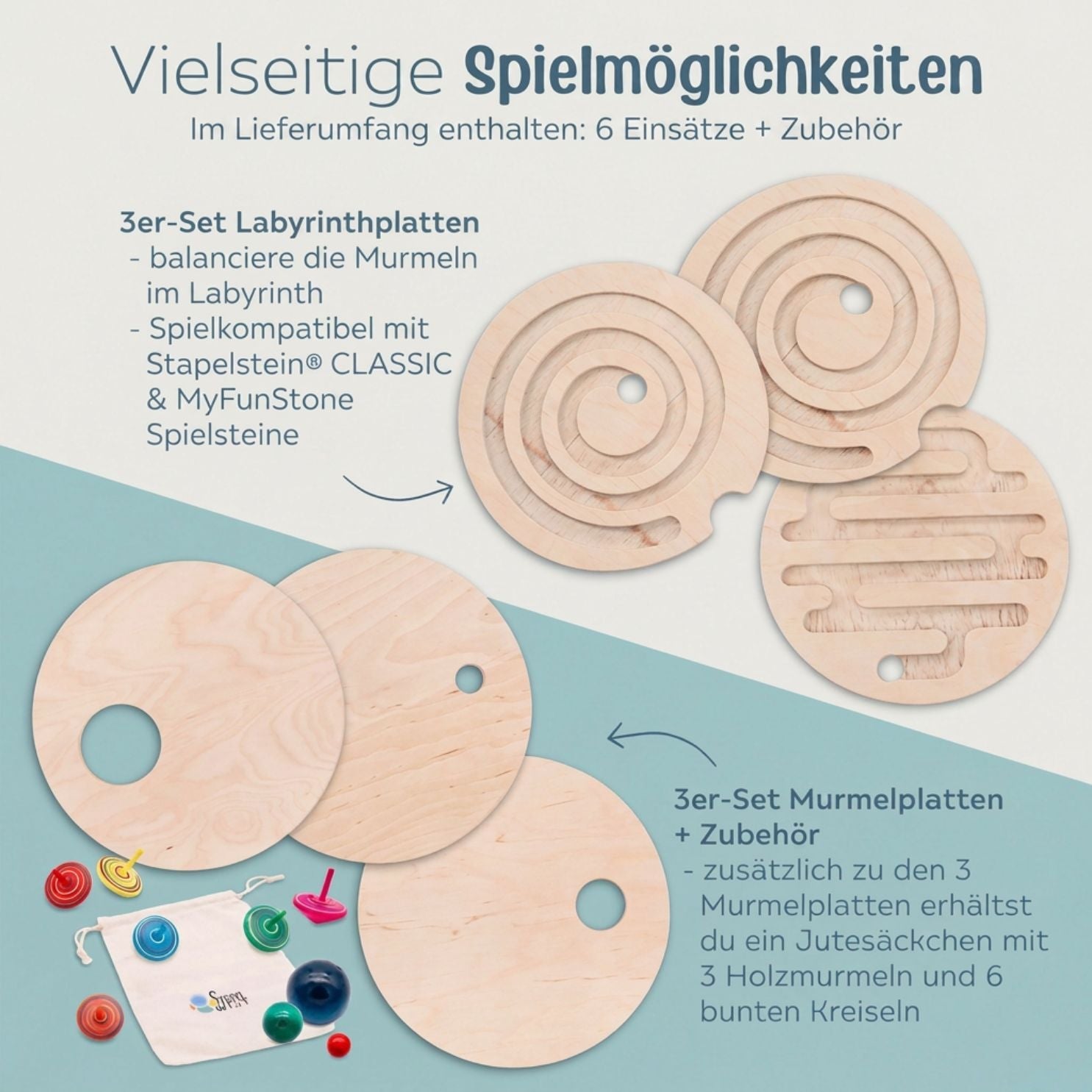 STAPELWELT 6er Set Einsätze Geschicklichkeit & Motorik-Bundle - wunderwunsch