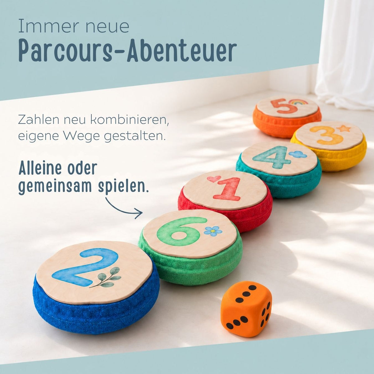 STAPELWELT Koordinations Abenteuerdeckel Parcours - Zahlen 1-6 - wunderwunsch