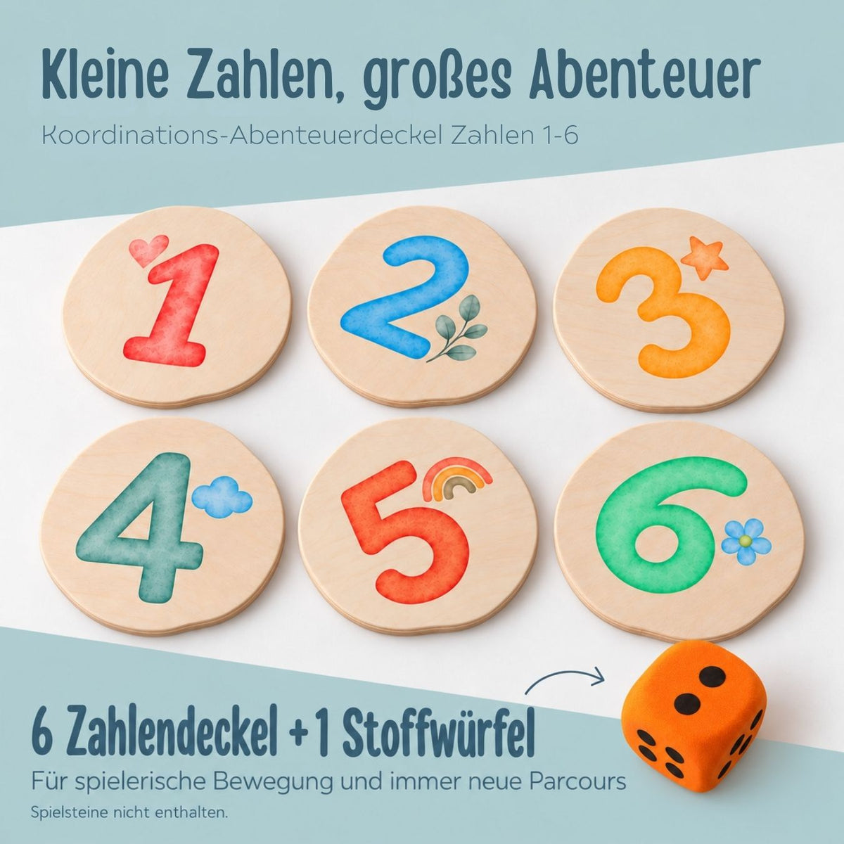 STAPELWELT Koordinations Abenteuerdeckel Parcours - Zahlen 1-6 - wunderwunsch