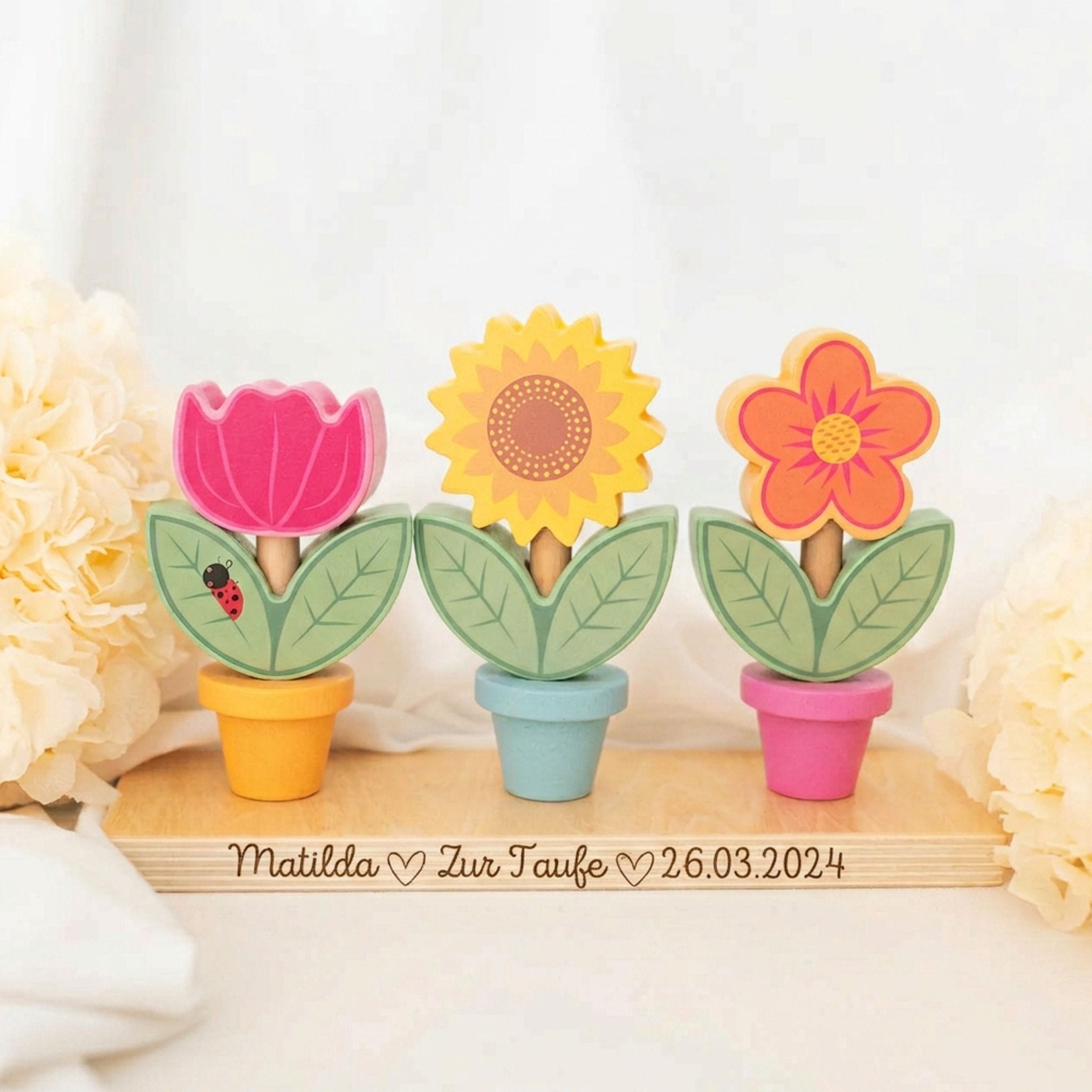 Steckspiel "Blumen" personalisierbar - wunderwunsch