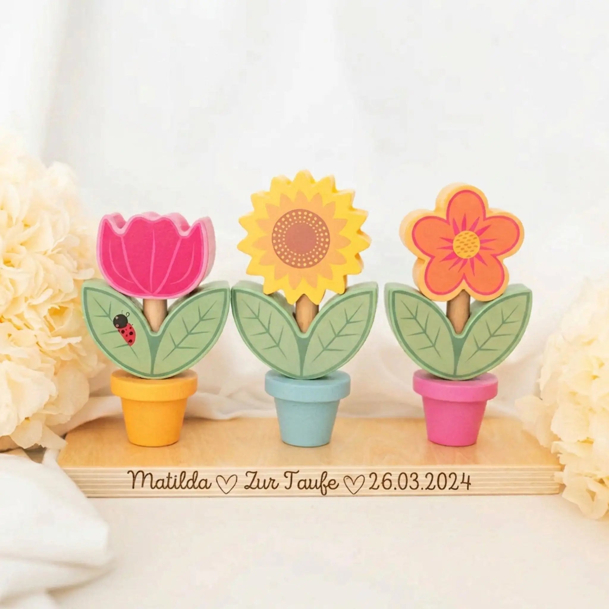 Steckspiel "Blumen" personalisierbar - wunderwunsch