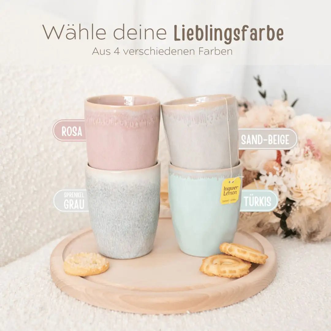 Steingut Becher sand personalisiert - Erzieherin/Lehrerin/Hebamme - wunderwunsch