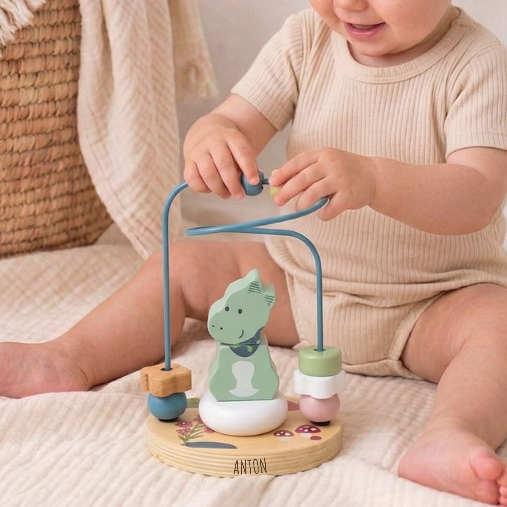 STERNTALER Motorikschleife Tier Holz personalisierbar - wunderwunsch