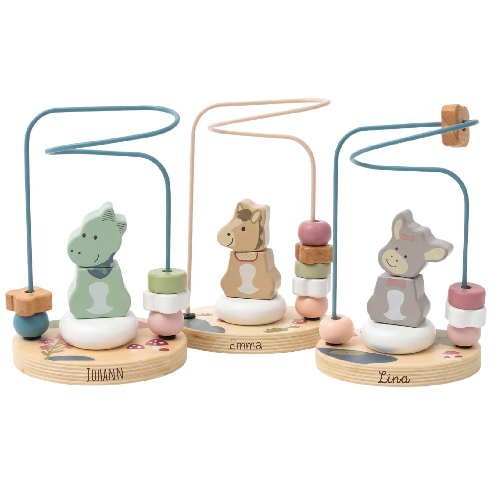 STERNTALER Motorikschleife Tier Holz personalisierbar - wunderwunsch