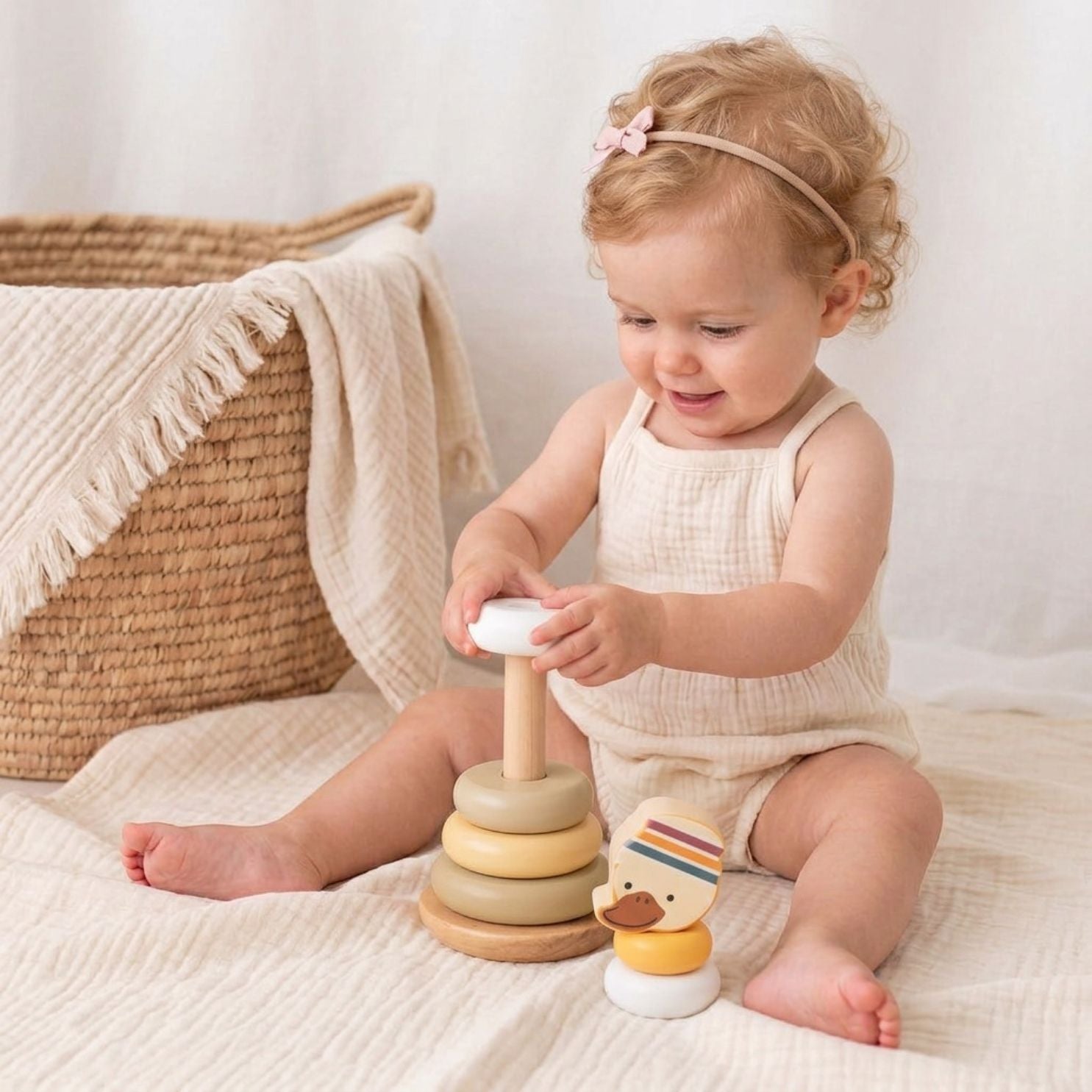 STERNTALER Stapelturm Tier Holz personalisierbar - wunderwunsch