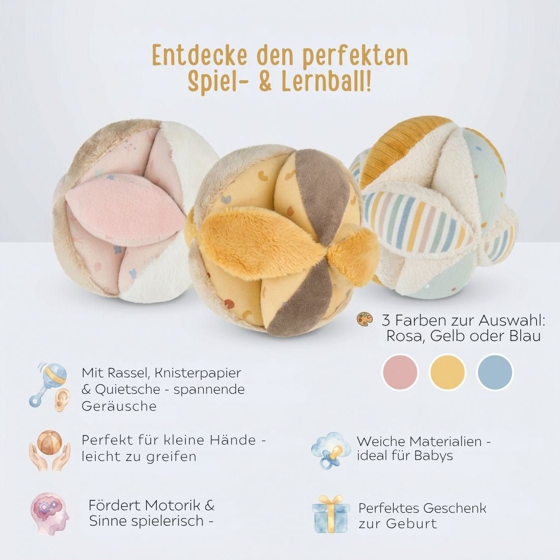 STERNTALER Stoffball mit Rassel und Knisterpapier personalisierbar - wunderwunsch