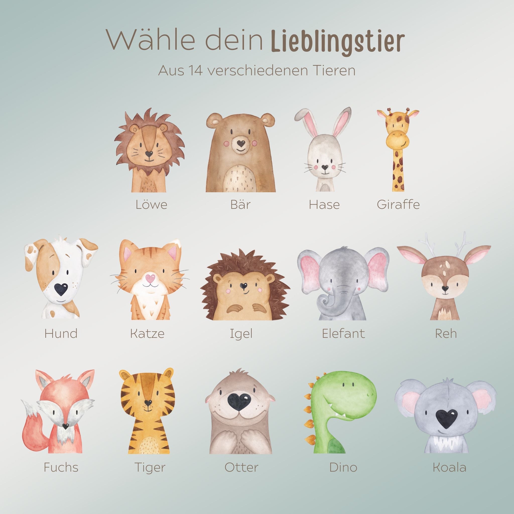 Stiftebecher Holz personalisiert - Tier Aquarell - wunderwunsch
