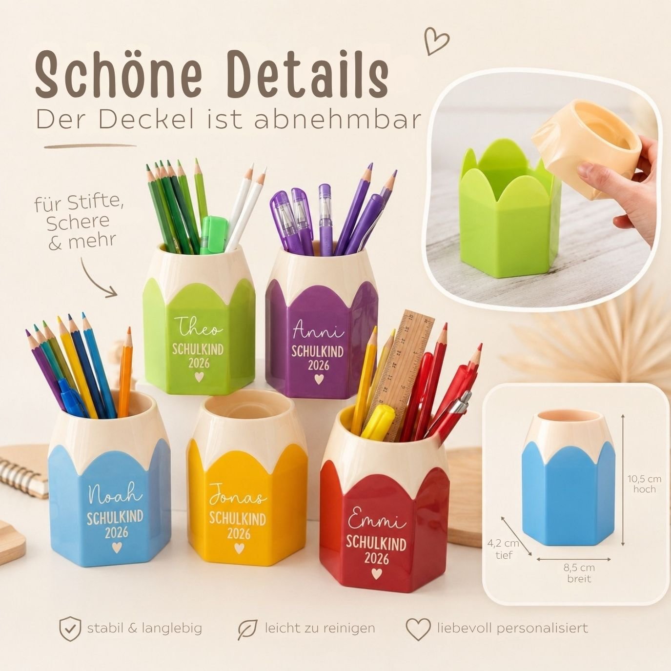 Stiftehalter in Stiftoptik personalisiert - Schulkind 2026 - wunderwunsch